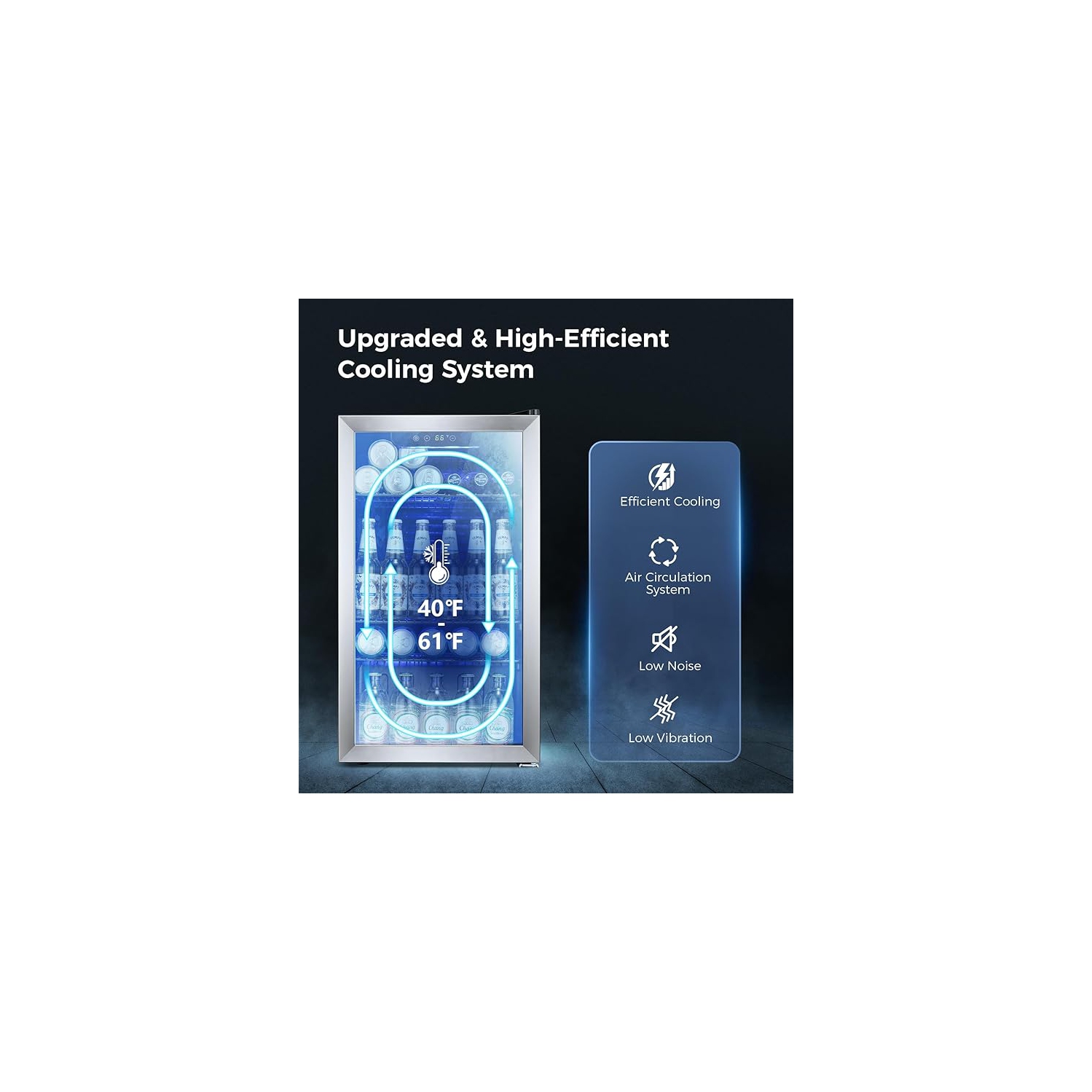 Kismile 3.2 Cu. ft Beverage Refrigerator and Cooler, 130 Can Mini Fridge Glass Door, Digital Temperature Display for Soda, Beer or Wine, Small Drink