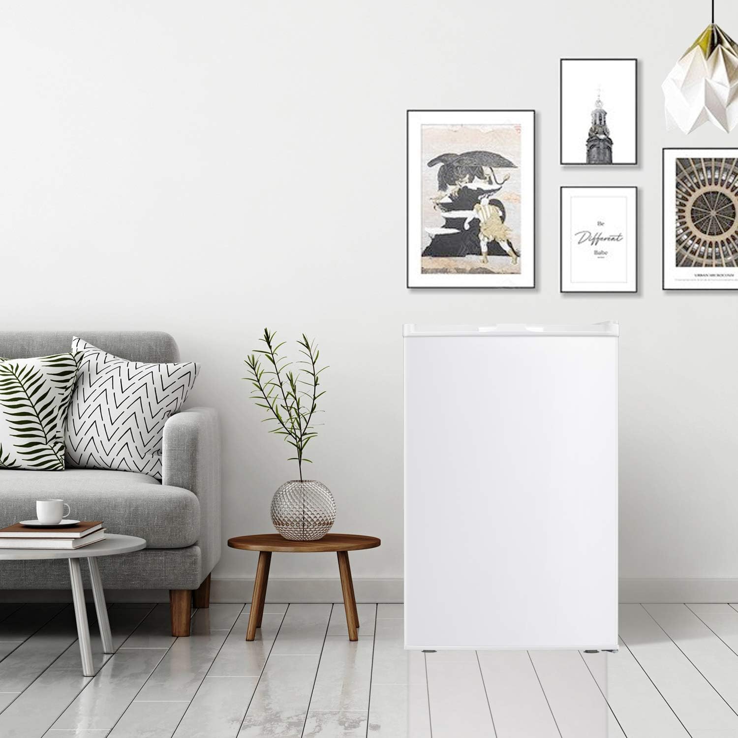 Kismile Upright Freezer,3.0 Cu.ft Mini Freezer with Reversible Single Door, Removable Shelves, Small Freezer with Adjustable Thermostat for