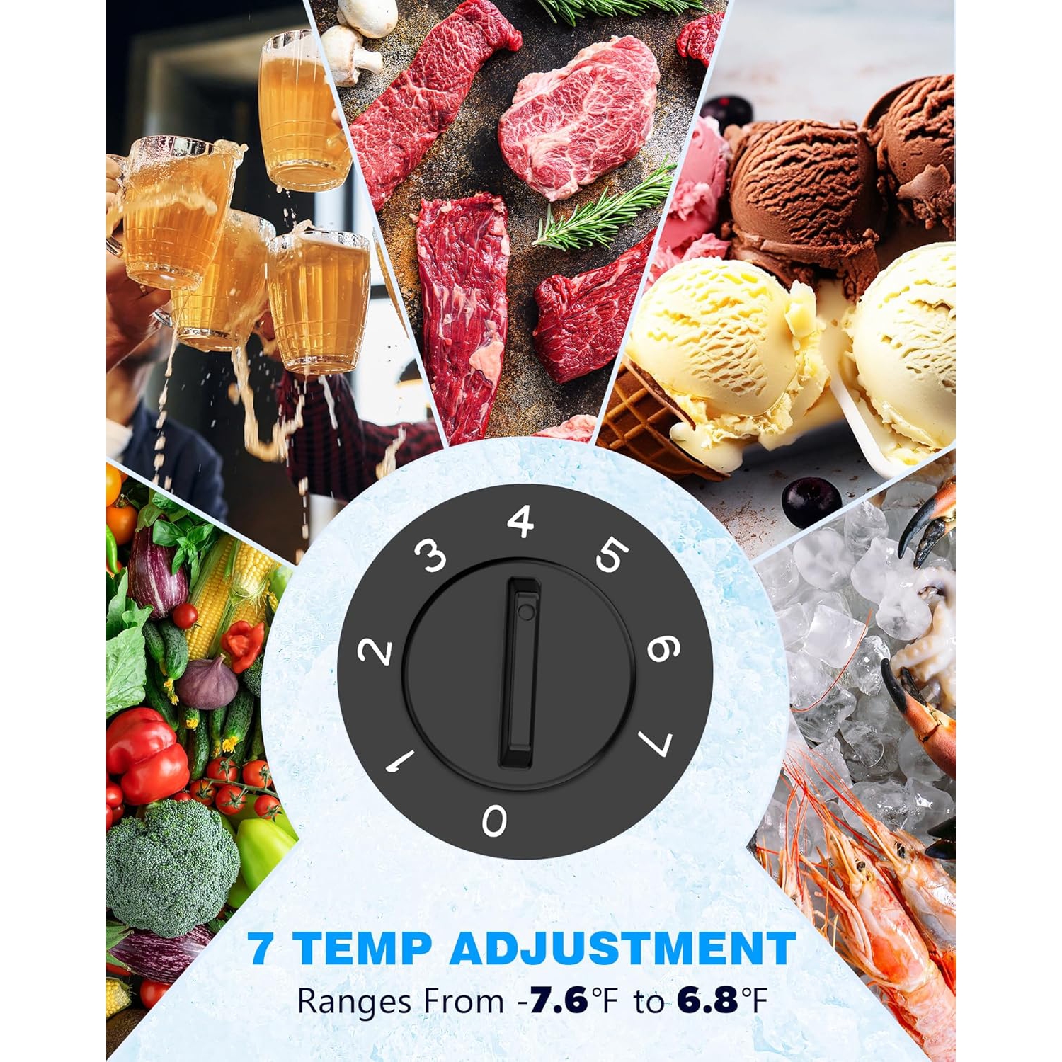 Kismile 3.5 Cubic Feet Chest Freezer with 2 Removable Baskets Free Standing Top Open Door Compact Freezer for Home, 3.5 Cubic Feet - Black