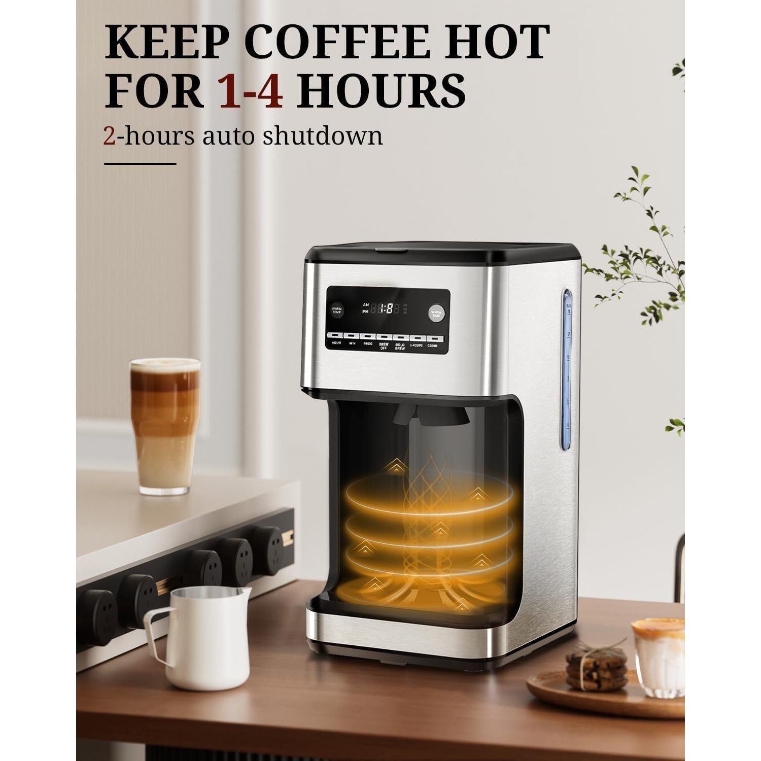 Kismile Coffee Maker, 14-Cup Programmable Drip Coffee Makers with Reusable Filter & Keep Hot Plate, Timer, Self-cleaning - Stainless Steel