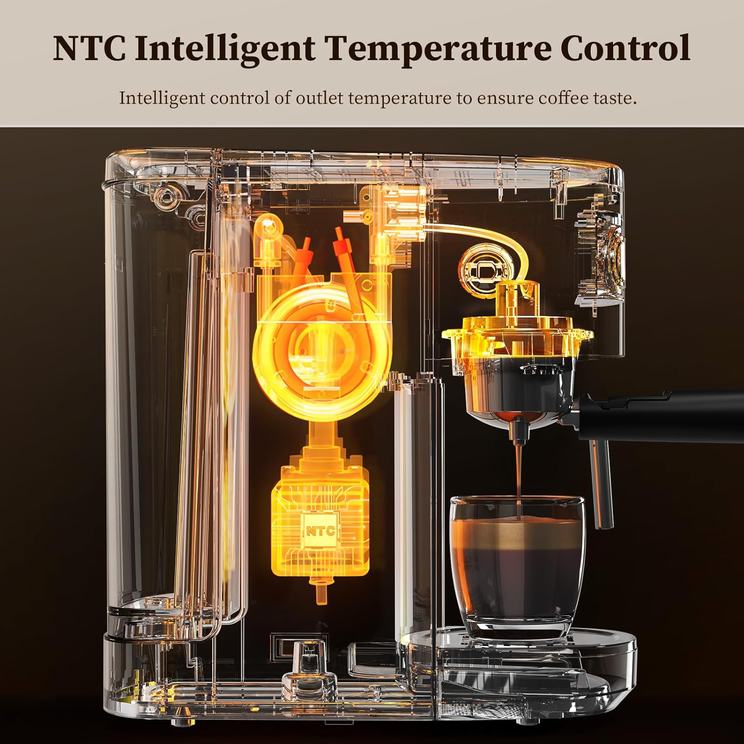 Kismile Espresso Machines 20-Bar,Professional Espresso Maker with Milk Frother Steam Wand and Capsule Compatible - Black