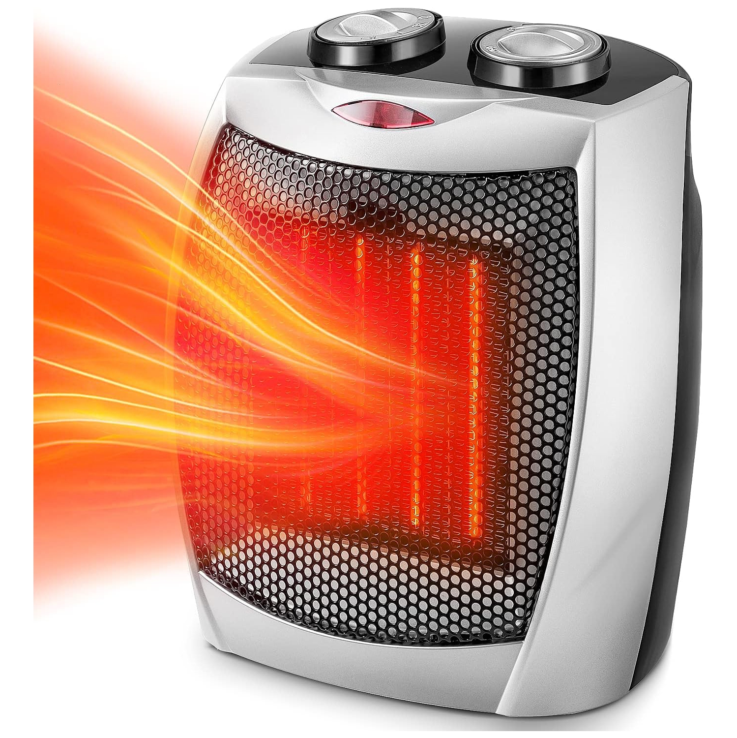 Kismile Small Space Heater Electric Portable Heater Fan for Home and Office Ceramic Fan Heaters with Adjustable Thermostat, 750W/1500W, 8.1 Inch -