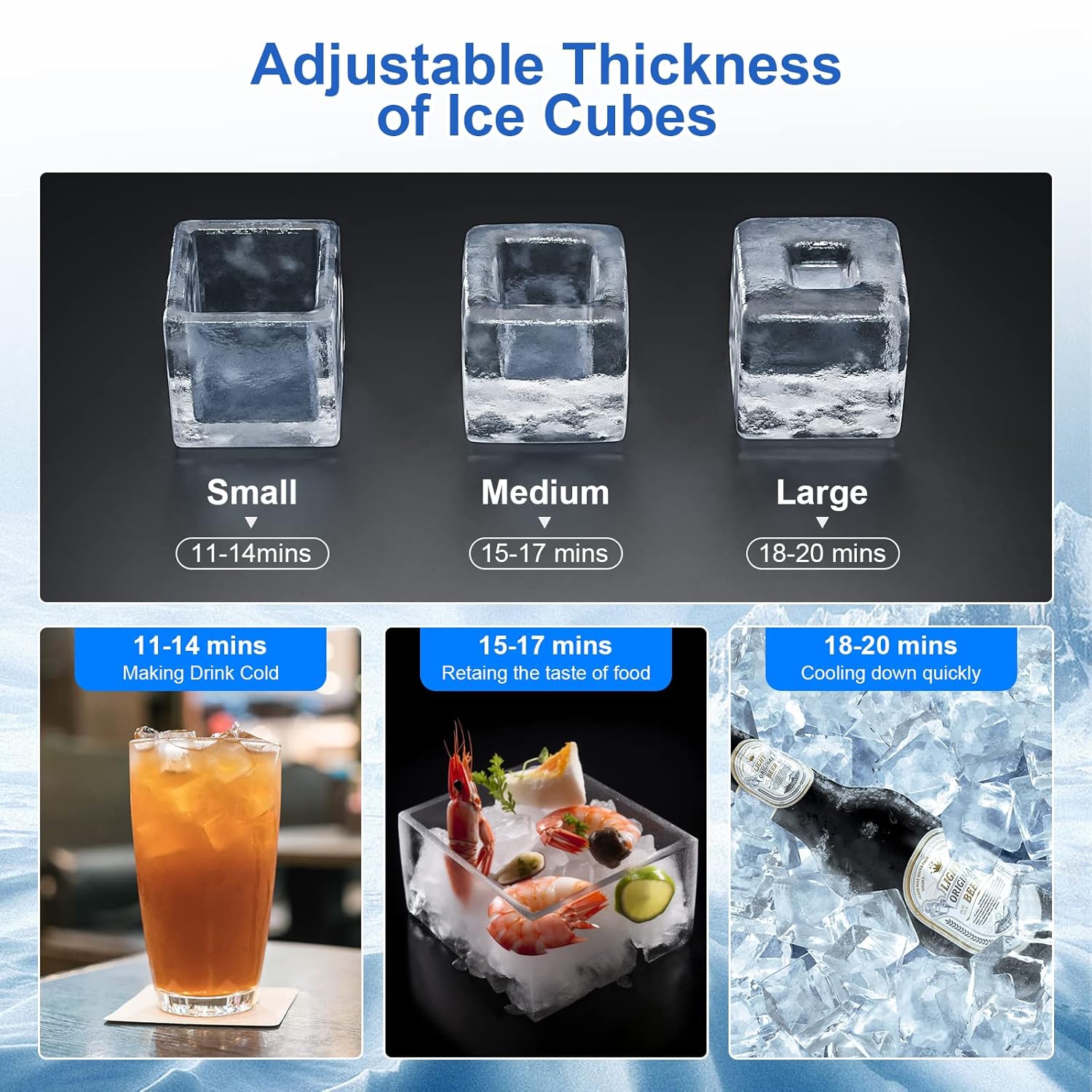 Kismile Commercial Ice Maker Machine, 100Lbs/Day, 45 Cubes/Batch in 11-20 Mins, Stainless Steel Freestanding Ice Maker, Water Inlet Modes for Home -