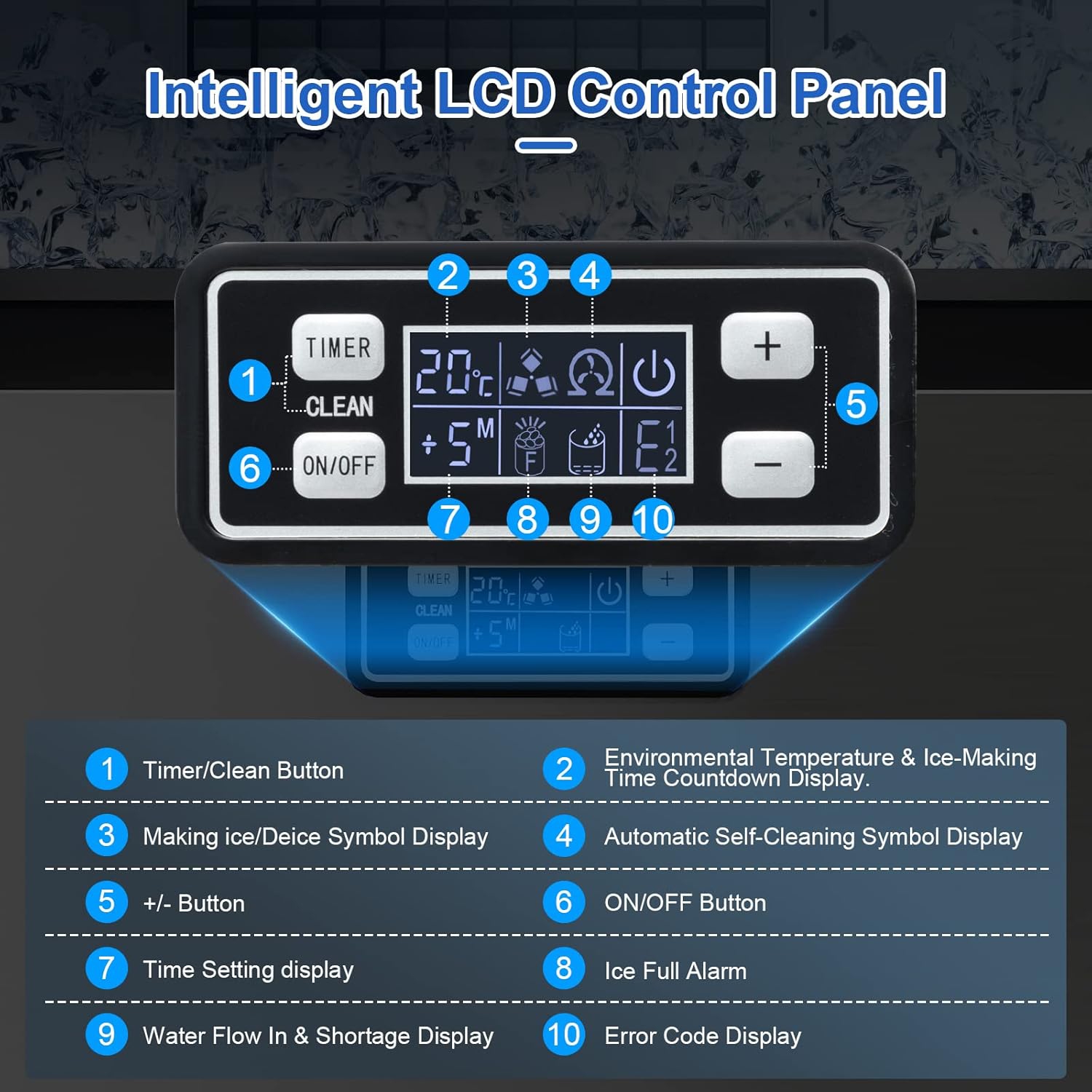 Kismile Commercial Ice Maker Machine, 100Lbs/Day, 45 Cubes/Batch in 11-20 Mins, Stainless Steel Freestanding Ice Maker, Water Inlet Modes for Home -