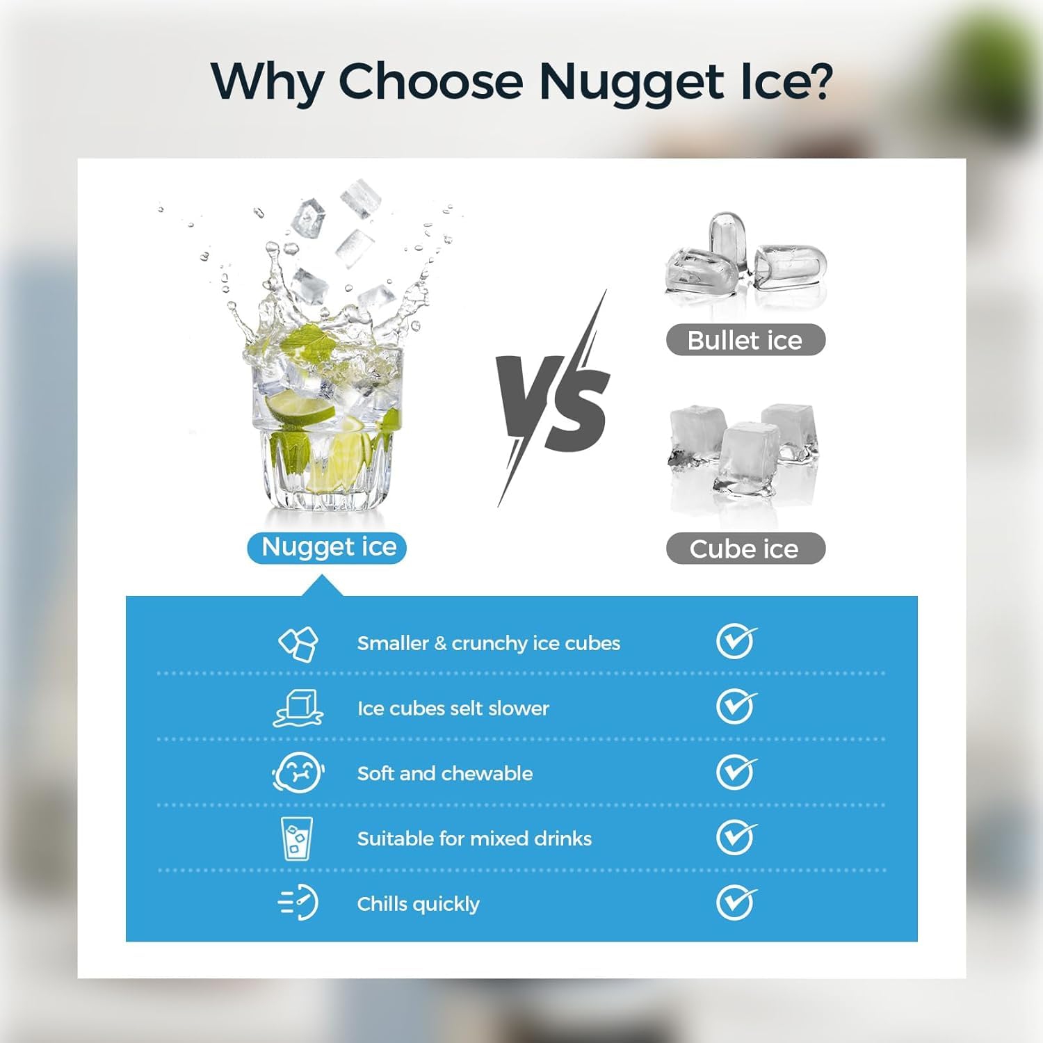 Kismile Nugget Countertop Ice Maker, Portable Pellet Ice Maker, 35 lbs/Day Chewable Ice, Self-Cleaning, Pebble Ice Maker for Home/Kitchen/Office -