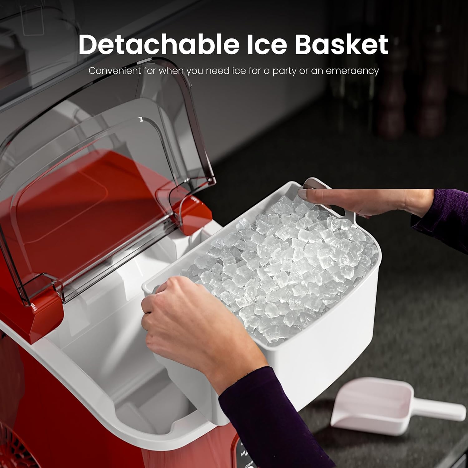 Kismile Nugget Ice Makers Countertop, Portable Sonic, 35Lbs/24H, Pebble Ice Maker with Self-Cleaning/One-Click Operation, Crushed Ice Maker for Home