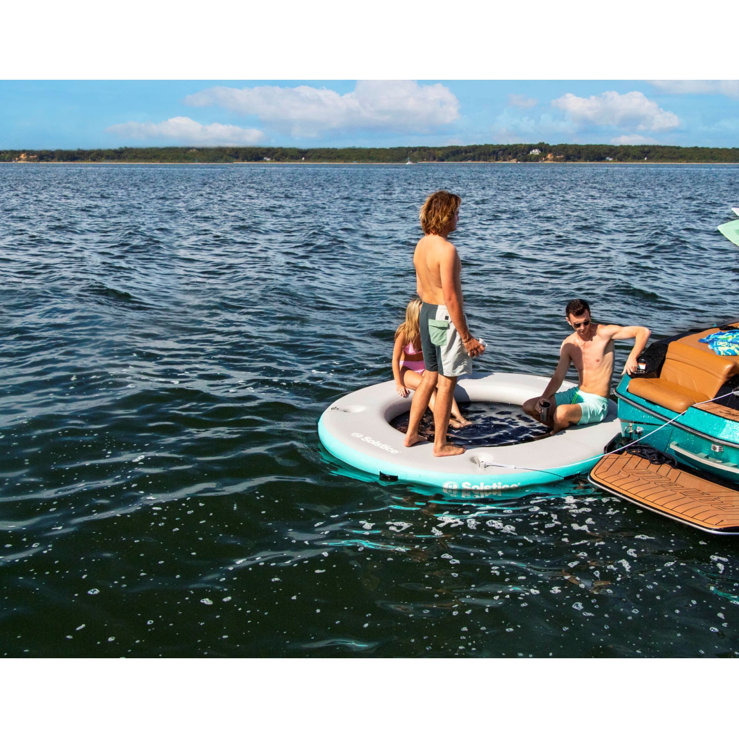 Station d'accueil gonflable en filet circulaire - 8 pi - Bleu et blanc