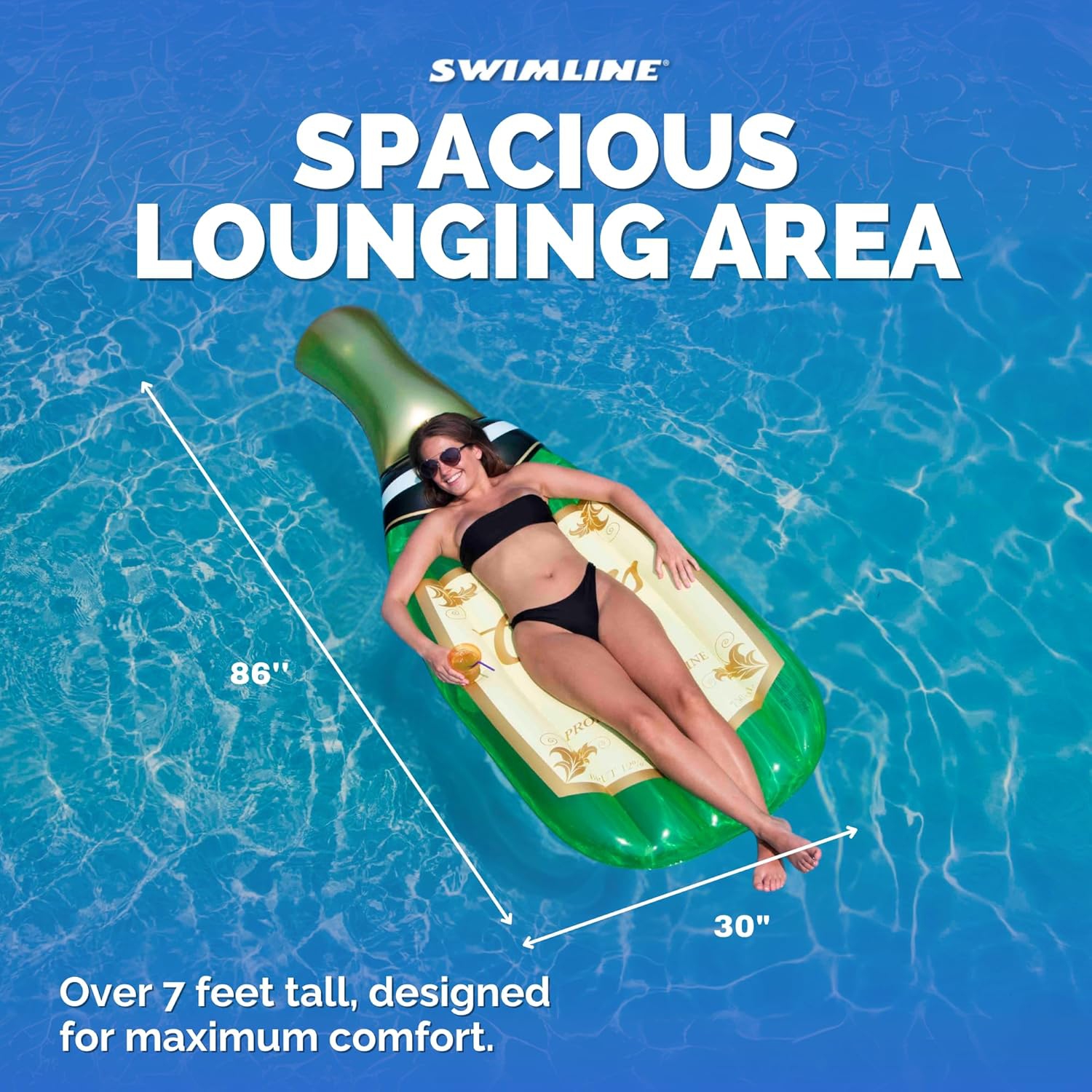 Inflatable Cheers Bubbly Champagne Pool Lounger - 86"