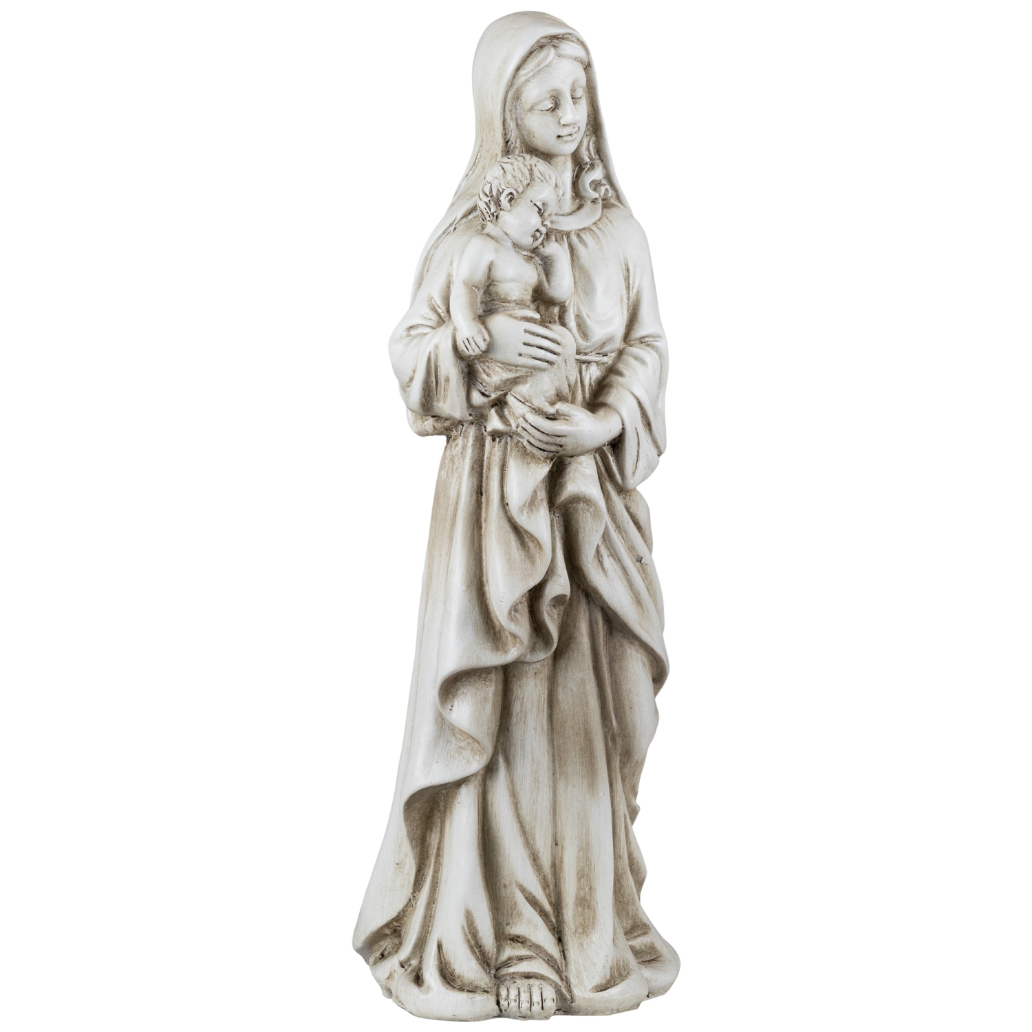 Statue de Marie debout avec bébé Jésus - 14,5" - Beige