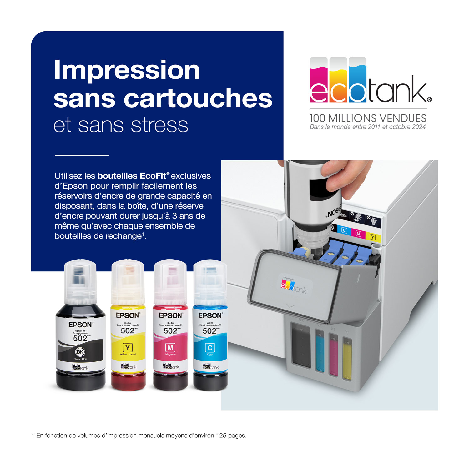 Imprimante à jet encre tout-en-un sans fil Supertank EcoTank ET-2980 d'Epson - Blanc