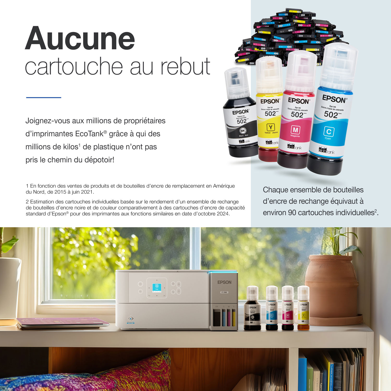 Imprimante à jet encre tout-en-un sans fil Supertank EcoTank ET-2980 d'Epson - Blanc