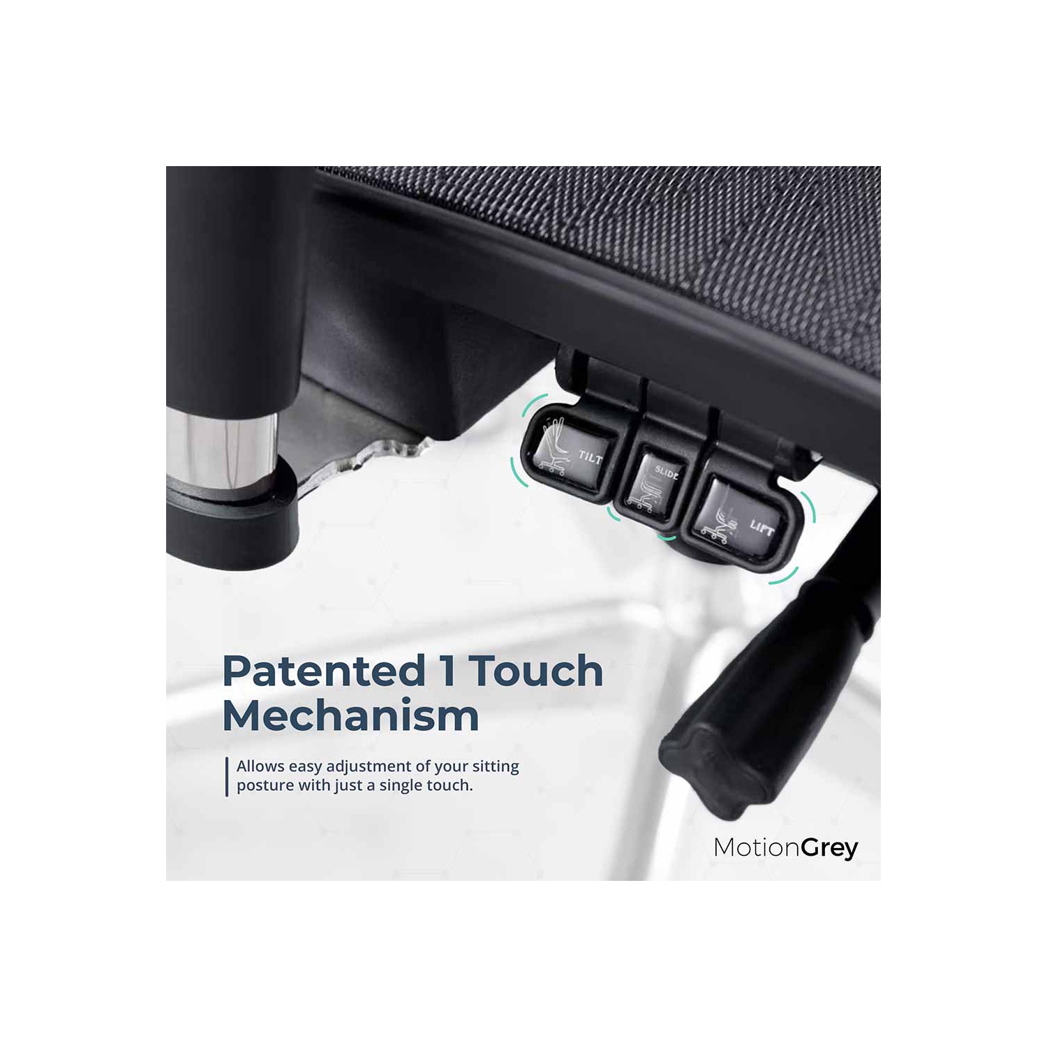 MotionGrey - Fauteuil de bureau ergonomique SpaceMesh - Dossier haut confortable en filet avec accoudoirs réglables - Chaises d'ordinateur noires