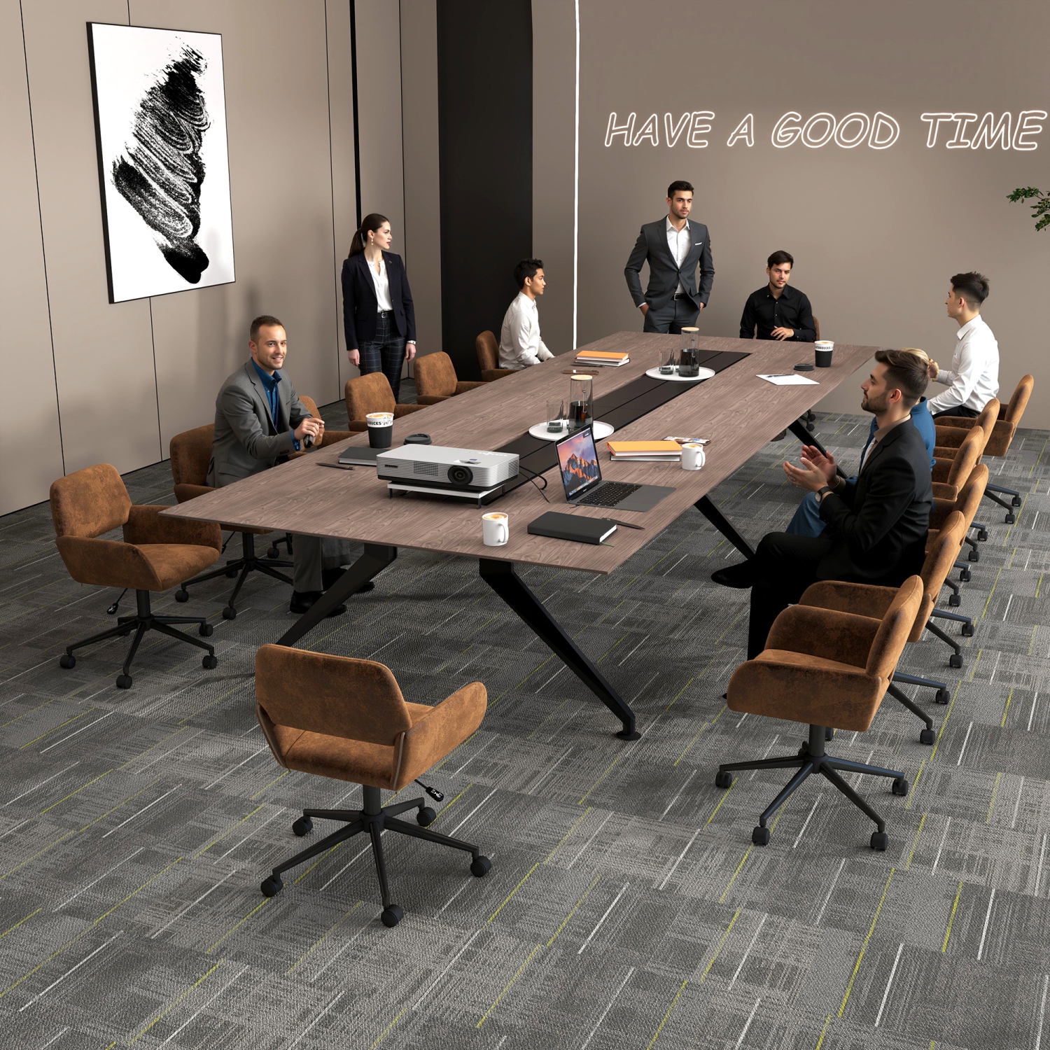 Homy Casa Home Office Chair - Fabric Upholstered Rolling Chair Height Adjustable Swivel Vanity Chair for Office Bedroom Vanity Room, Brown Suede