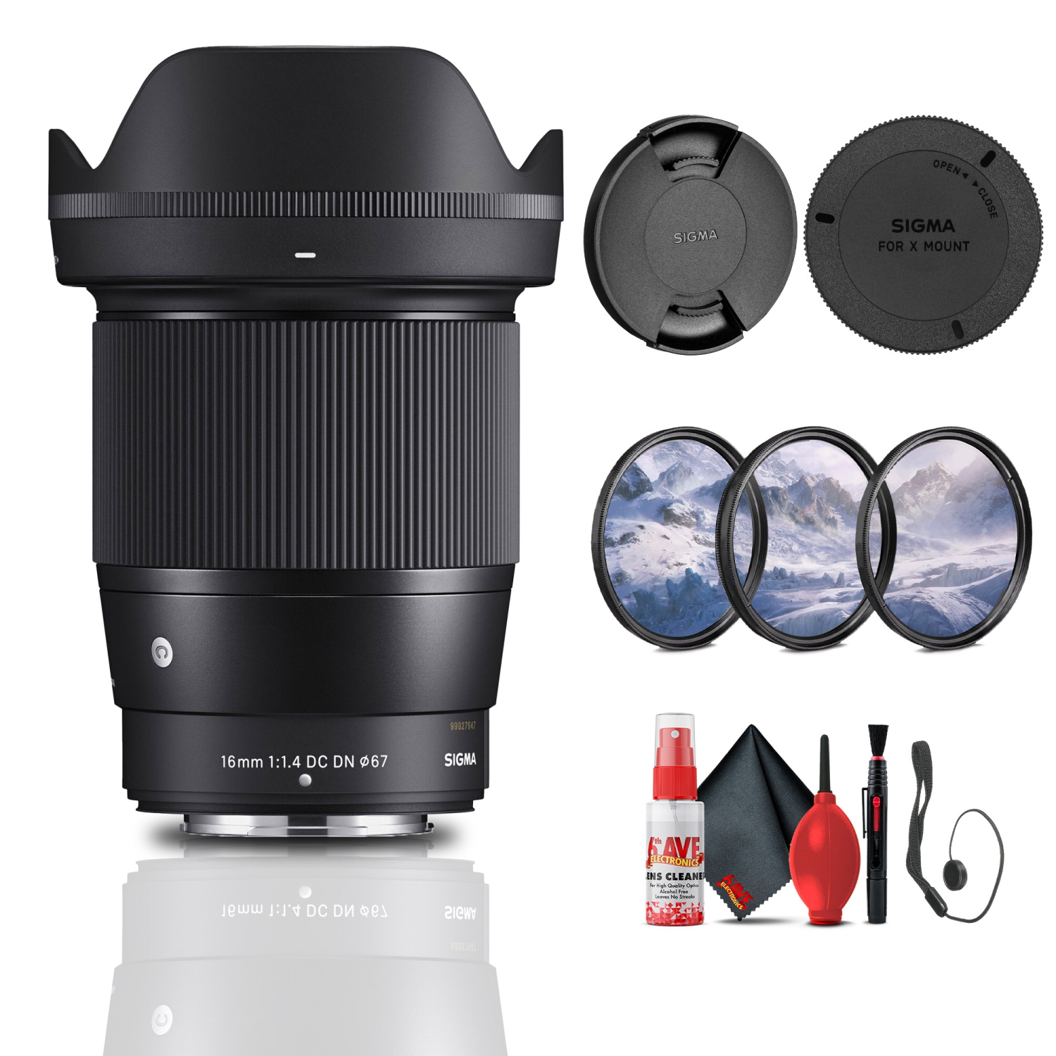 Sigma 16mm f/1.4 DC DN Contemporary Lens for FujiFilm X Bundle