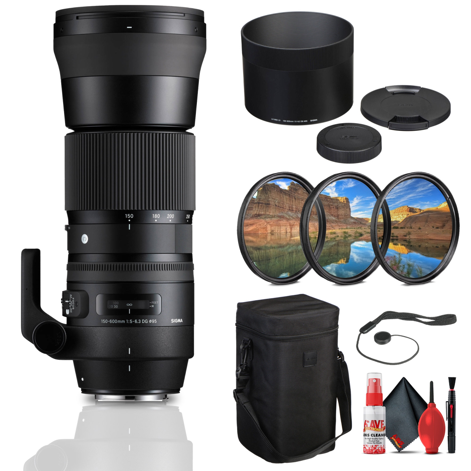 Sigma 150-600mm f/5-6.3 DG OS HSM Contemporary Lens for Canon EF Bundle
