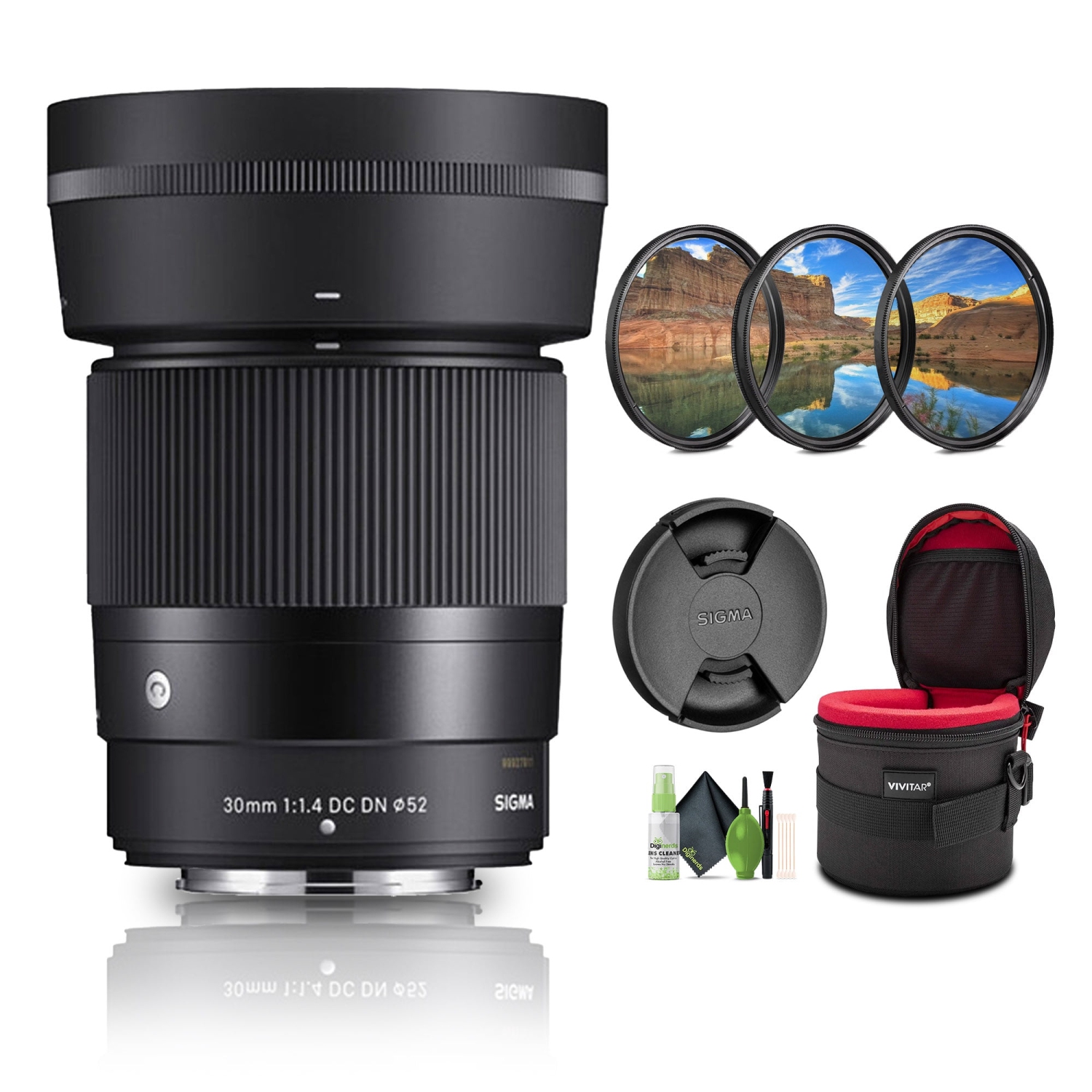 Sigma 30mm f/1.4 DC DN Contemporary Lens + Cleaning Kit + More