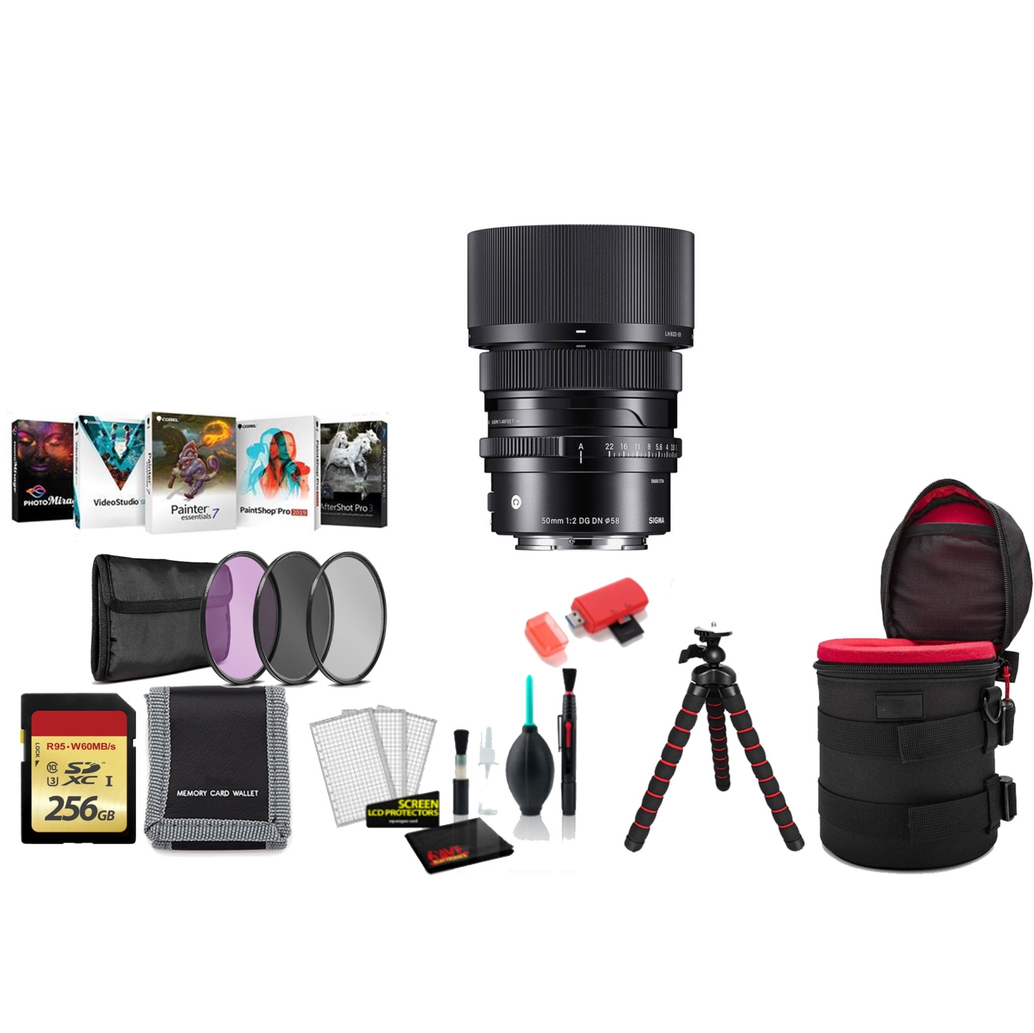 Sigma 50mm f/2 DG DN Contemporary Lens with Tripod and More