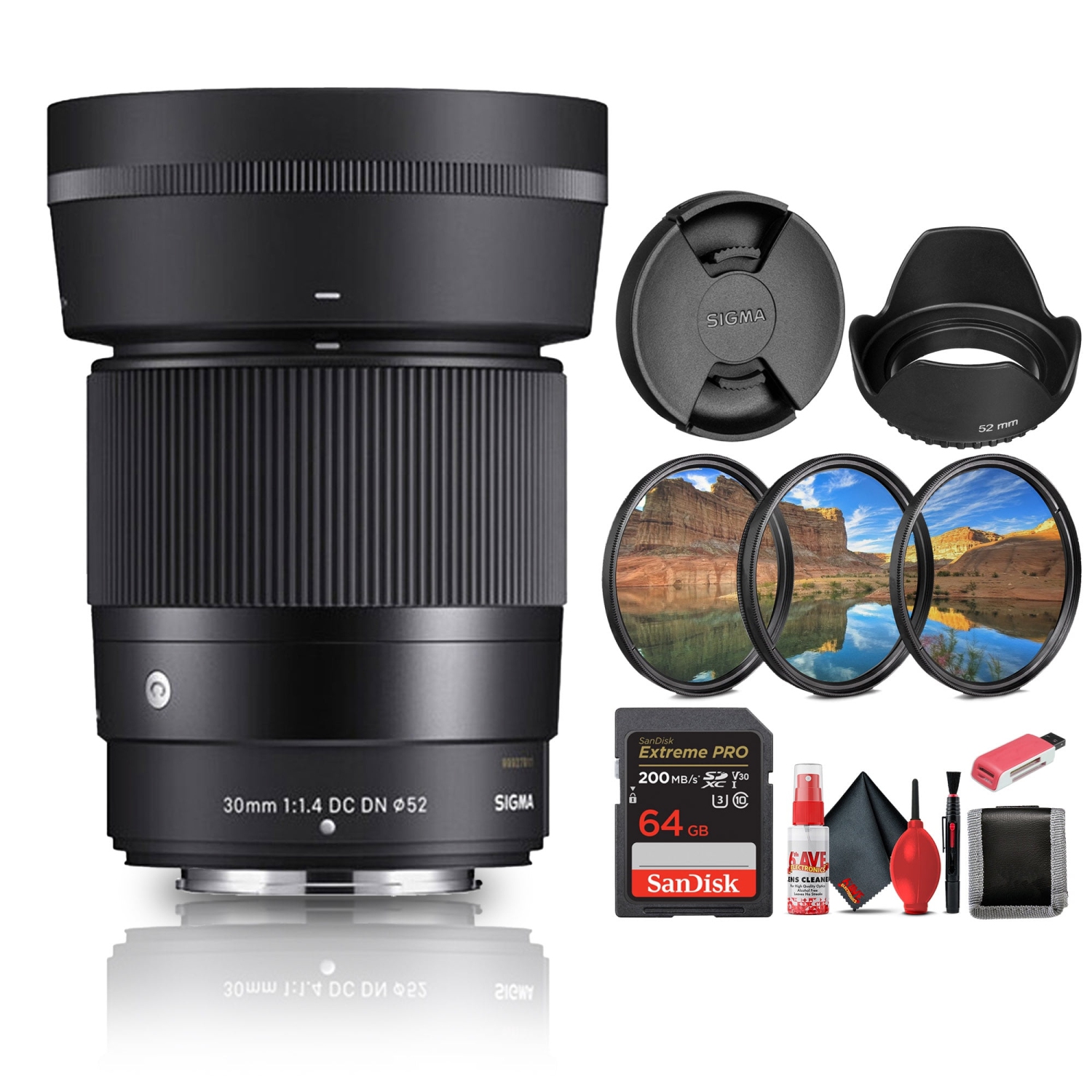 Sigma 30mm f/1.4 DC DN Contemporary Lens for Nikon Bundle