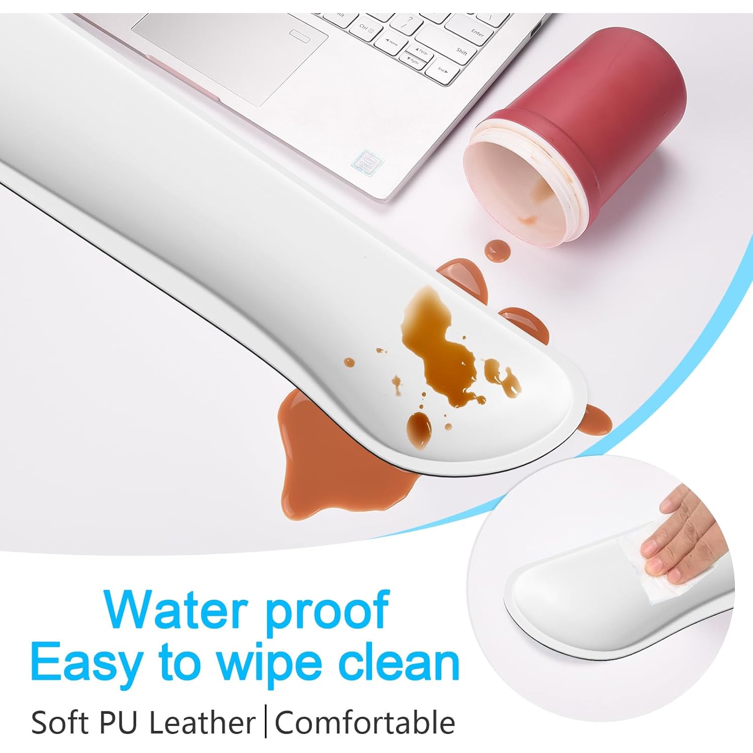 Repose-poignet de souris, repose-poignets ergonomique en mousse à mémoire, coussin de repose-mains en cuir pour le jeu, le bureau, l'ordinateur