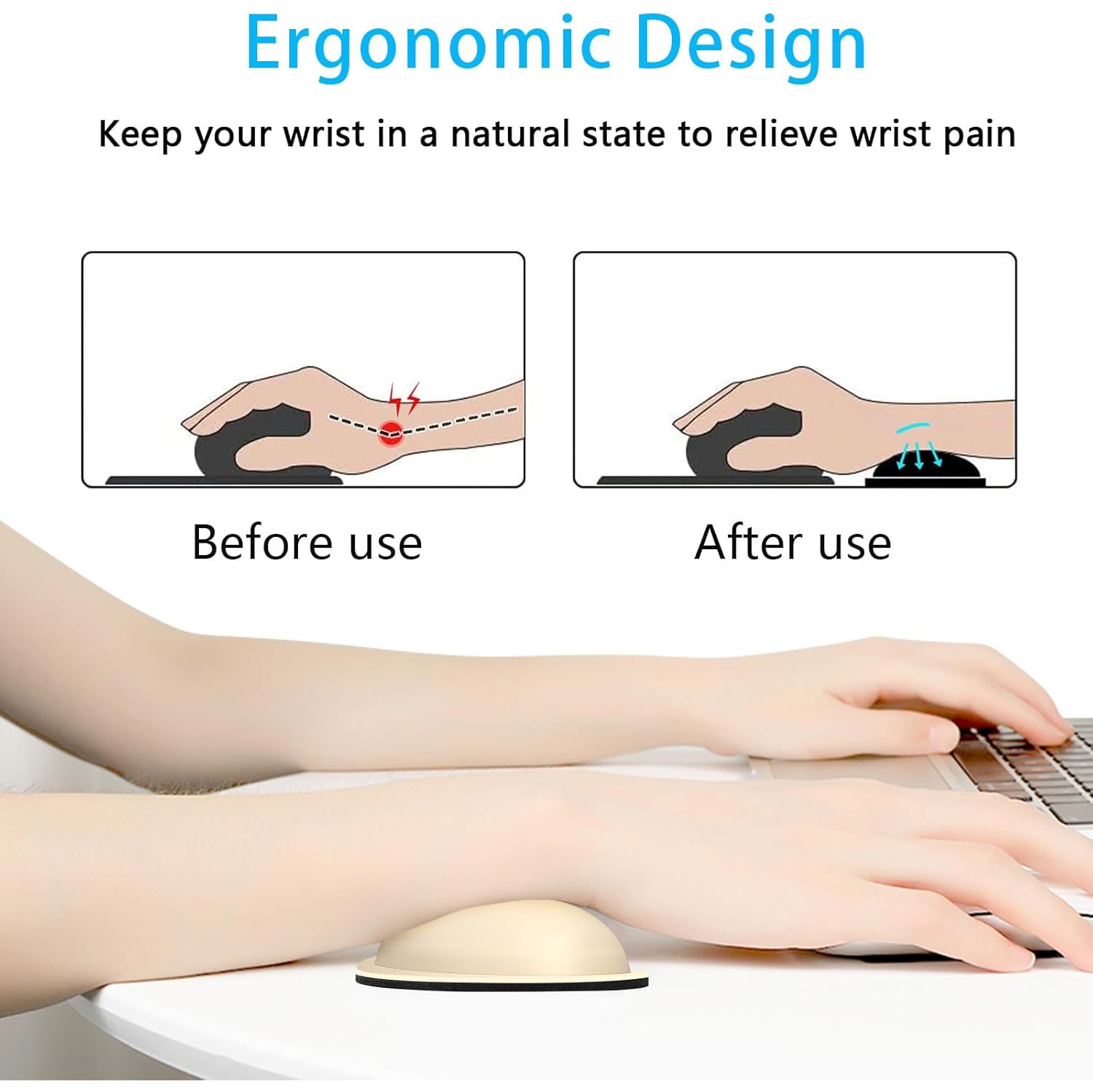 Mouse Wrist Rest, Ergonomic Memory Foam Mouse Wrist Support, Leather Hand Rest Pad Cushion for Gaming, Office, Laptop,Colonial White