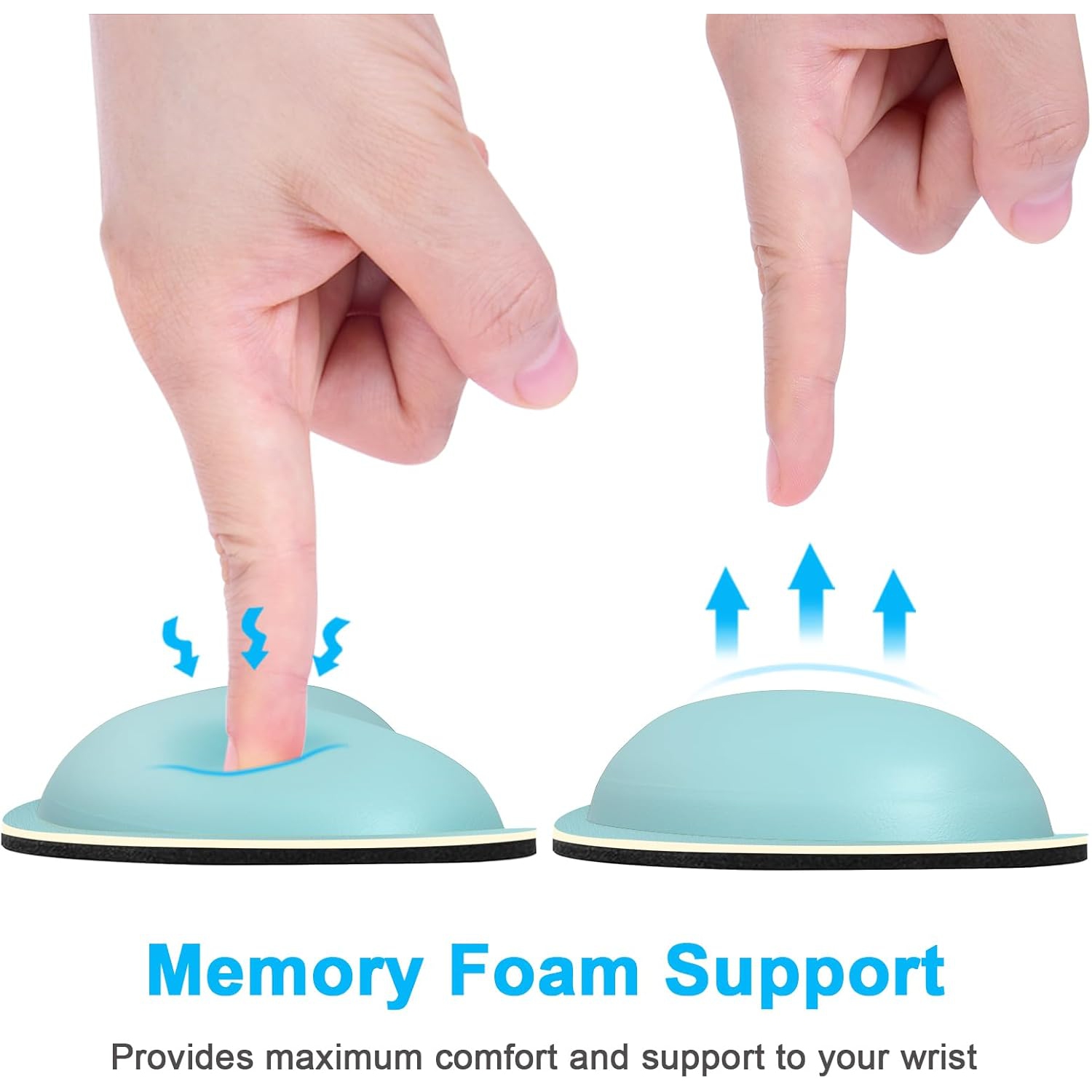 Repose-poignet de souris, repose-poignet ergonomique en mousse à mémoire, coussin de repose-mains en cuir pour le jeu, le bureau, le portable, bleu