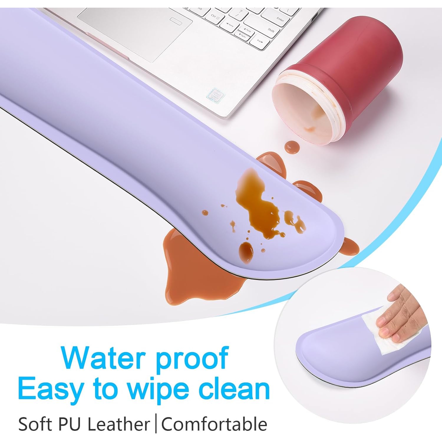 Repose-poignet de souris, repose-poignets ergonomique en mousse à mémoire, coussin de repose-mains en cuir pour le jeu, le bureau, le portable,