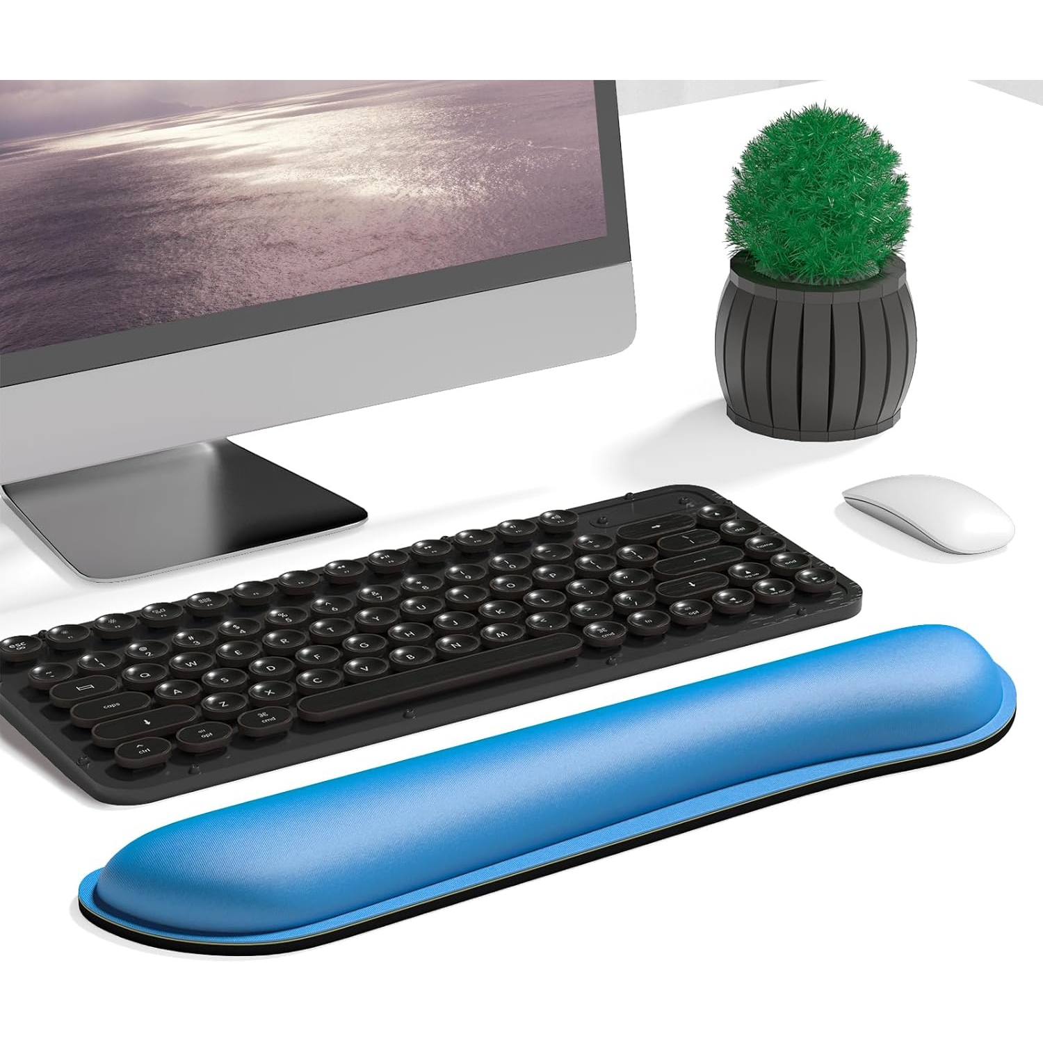 Keyboard Wrist Rest Pad, Memory Foam Set Wrist Cushion Support for Pain Relief, Anti-Slip Wrist Support for Computer, Laptop, Dark Blue