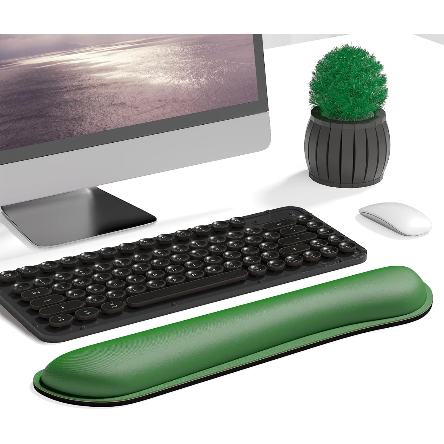 Keyboard Wrist Rest Pad, Memory Foam Set Wrist Cushion Support for Pain Relief, Anti-Slip Wrist Support for Computer, Laptop, Forest Green