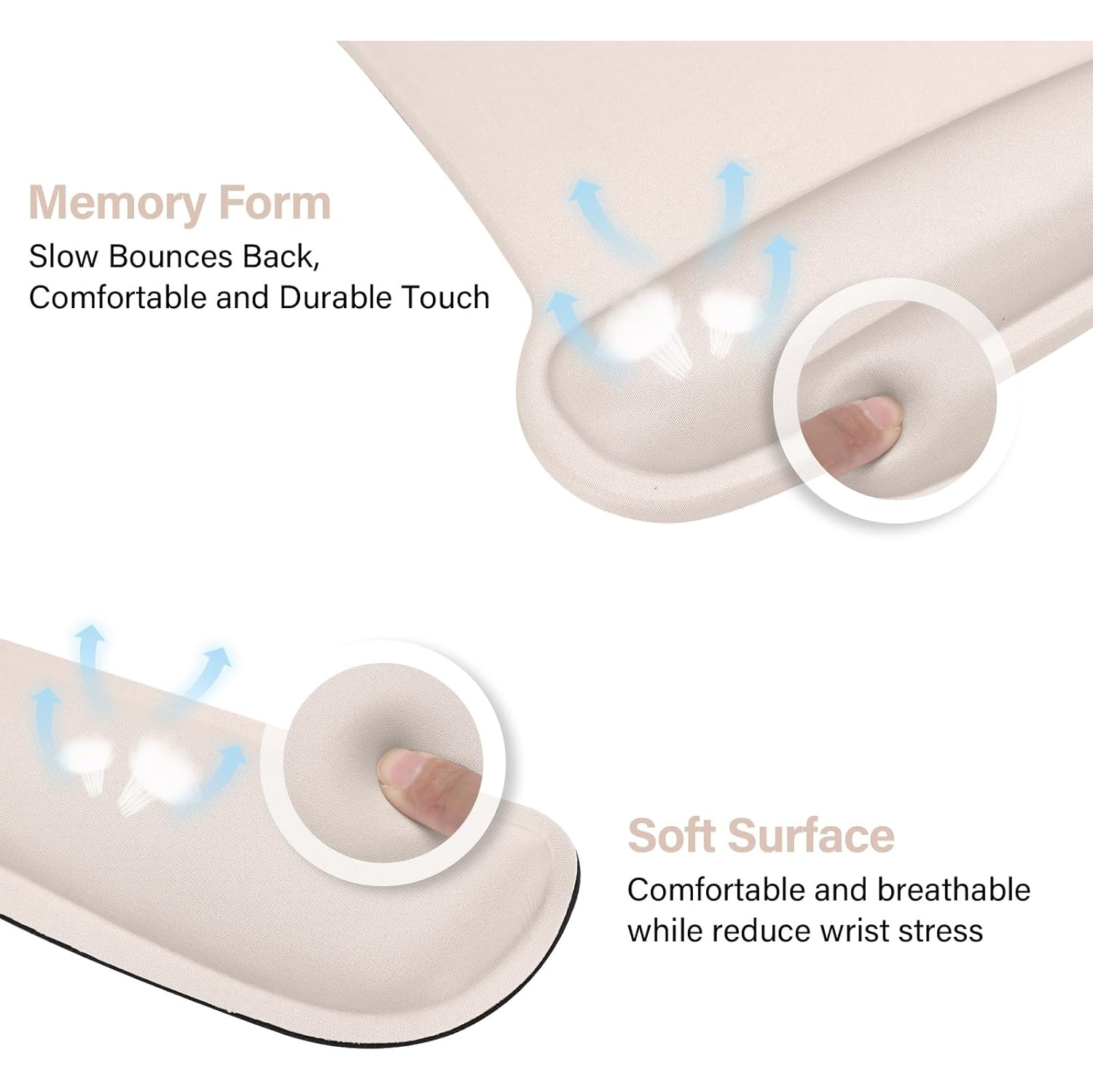 Repose-poignets pour tapis de souris et clavier, base antidérapante ergonomique pour soulager la douleur à la maison/au bureau, abricot