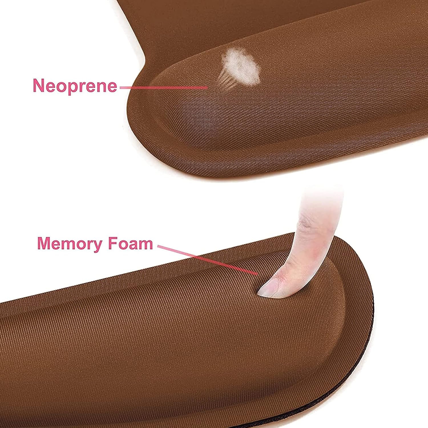 Repose-poignets pour tapis de souris et clavier, base antidérapante ergonomique pour soulager la douleur à la maison/au bureau, brun