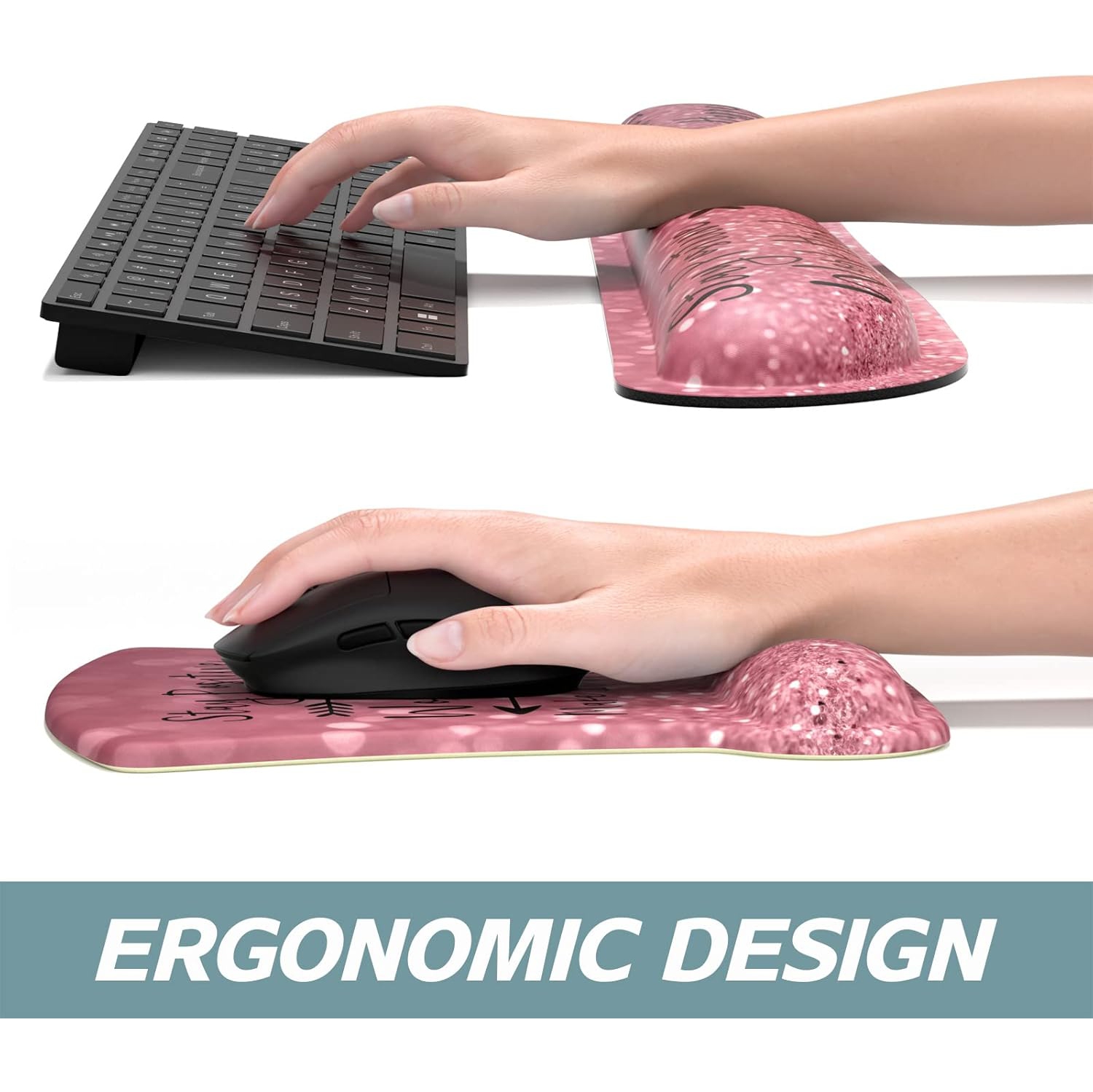 Tapis de souris avec repose-poignet Clavier; Repose-poignet; Tapis de souris ergonomique; Mousse à mémoire antidérapante soulageant la douleur pour