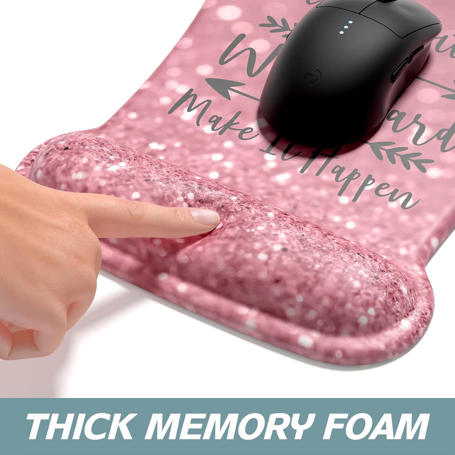 Tapis de souris avec repose-poignet Clavier; Repose-poignet; Tapis de souris ergonomique; Mousse à mémoire antidérapante soulageant la douleur pour