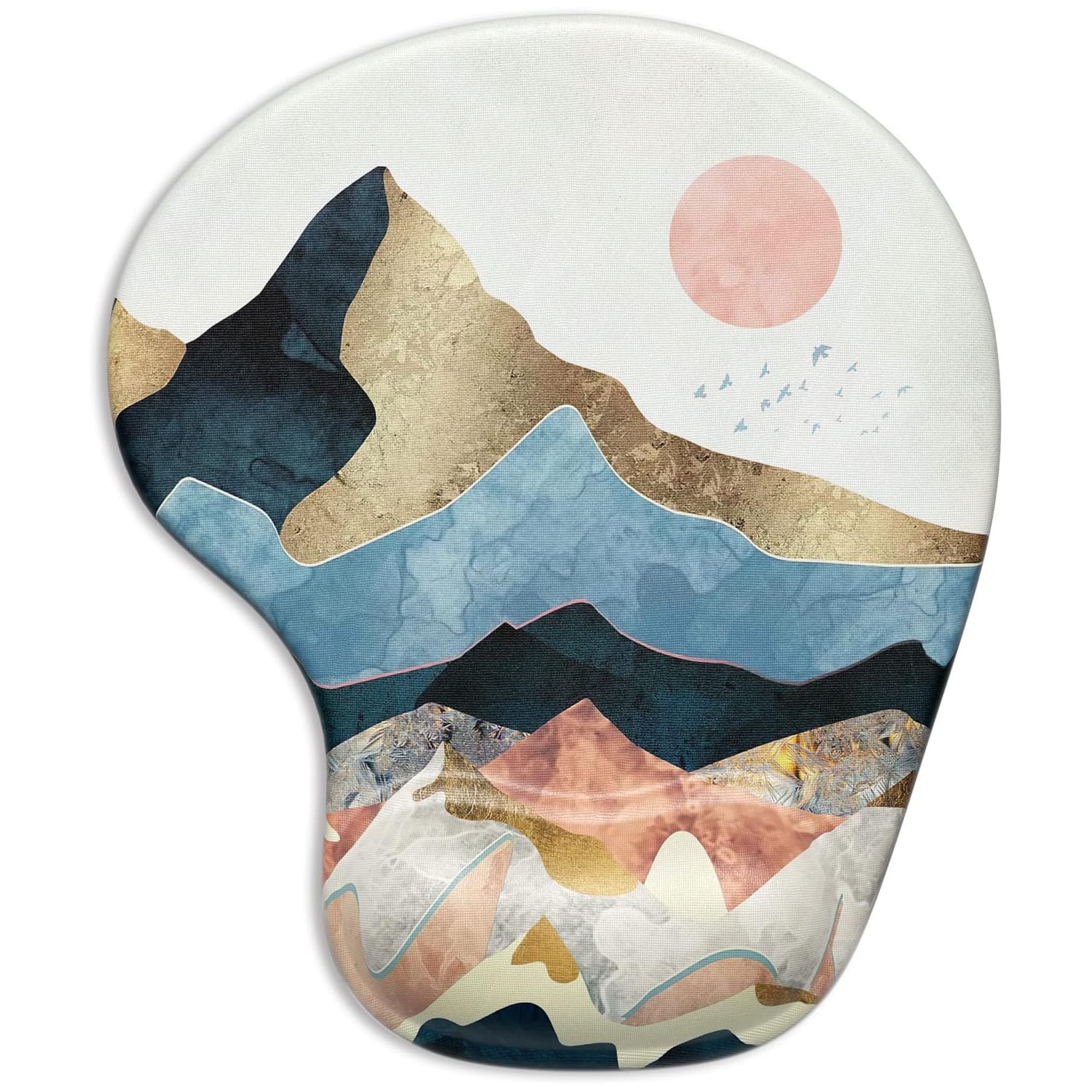 Ergonomic Mouse Pad with Gel Wrist Support Wrist Rest Smooth Surface Non-Slip PU Base Comfortable Office Supplies Pain Relief, Sunrise