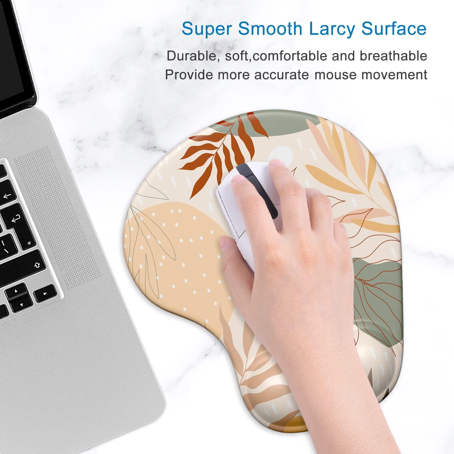 Tapis de souris ergonomique avec repose-poignets en gel, surface lisse, base antidérapante en polyuréthane, fournitures de bureau confortables,