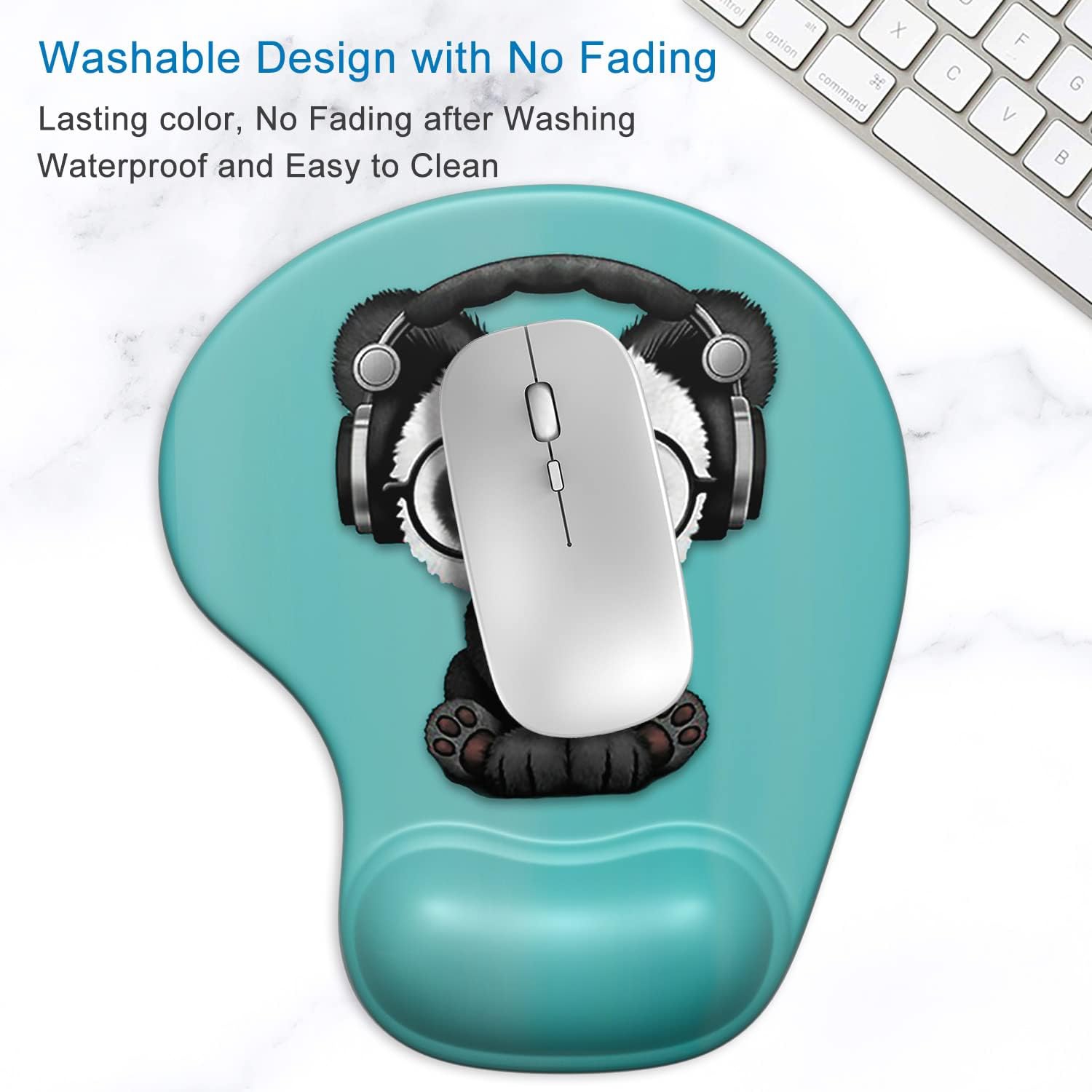 Ergonomic Mouse Pad with Gel Wrist Support Wrist Rest Smooth Surface Non-Slip PU Base Comfortable Office Supplies Pain Relief, Panda