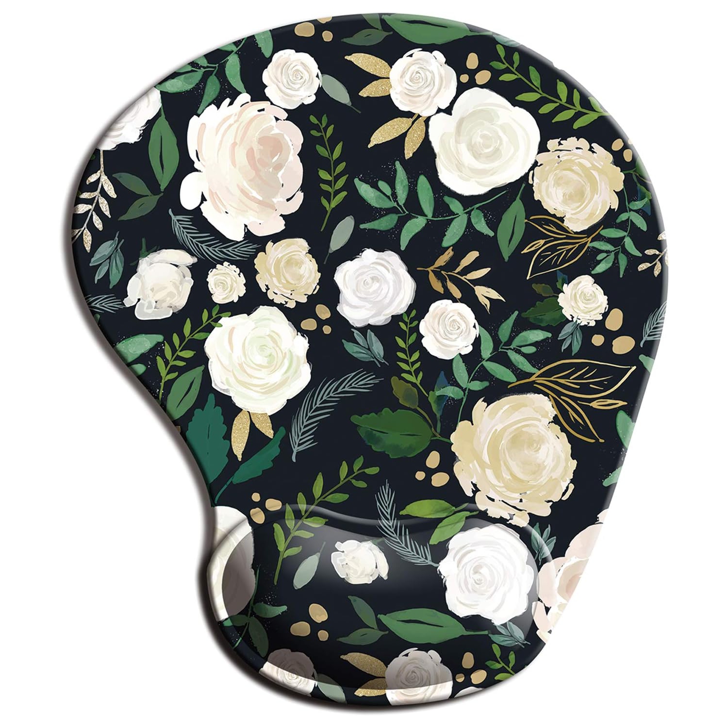 Ergonomic Mouse Pad with Gel Wrist Support Wrist Rest Smooth Surface Non-Slip PU Base Comfortable Office Supplies Pain Relief, Forest Rose