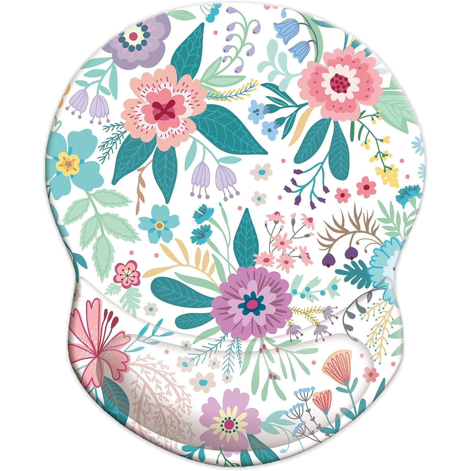 Mouse Pad Ergonomic Mouse Pad with Wrist Support, Pain Relief Comfort Wrist Rest Pad with Non-Slip PU Base for Gaming, Office,Pretty Flowers