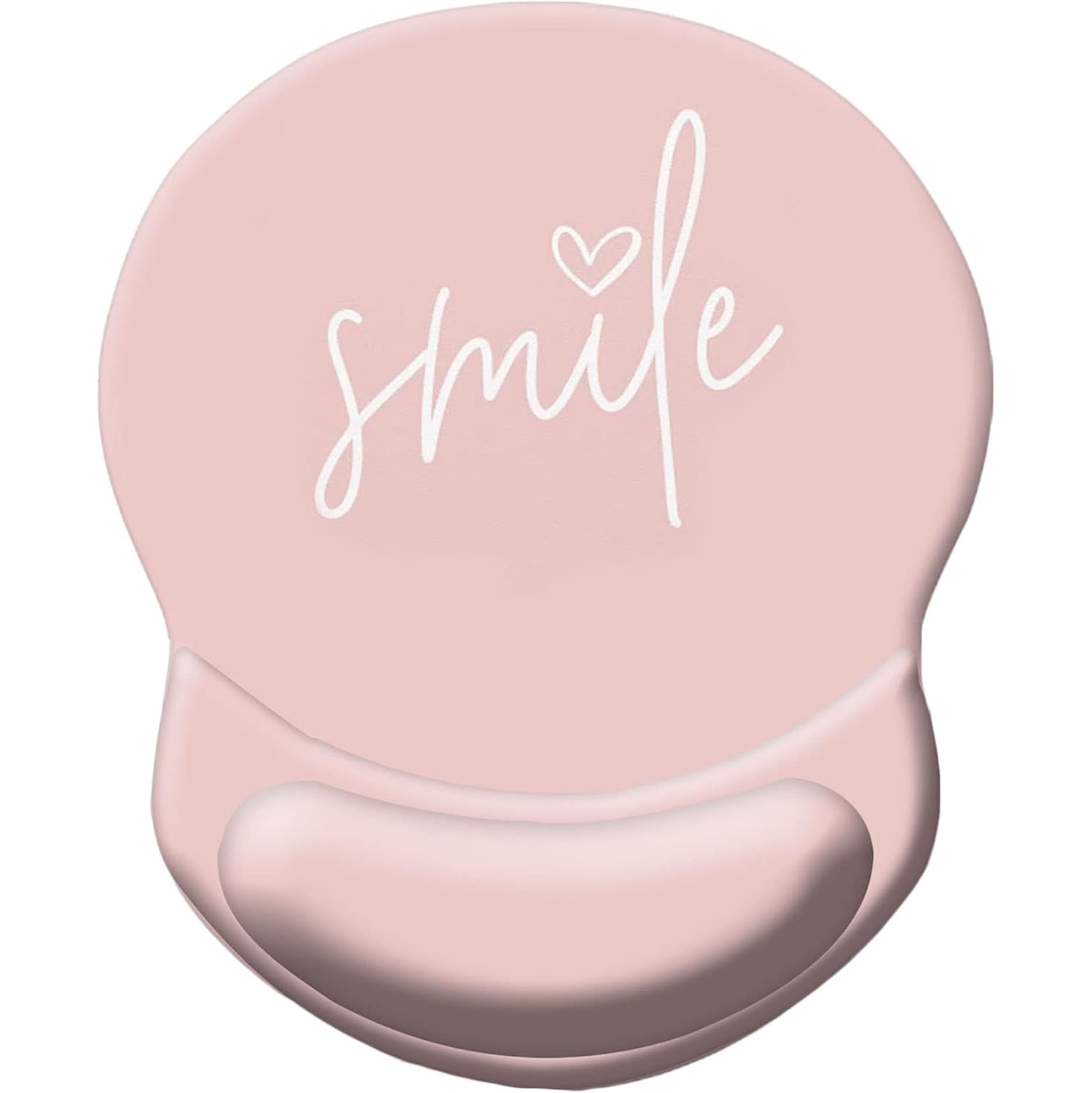 Mouse Pad Ergonomic Mouse Pad with Wrist Support, Pain Relief Comfort Wrist Rest Pad with Non-Slip PU Base for Gaming, Office,Smile Pink