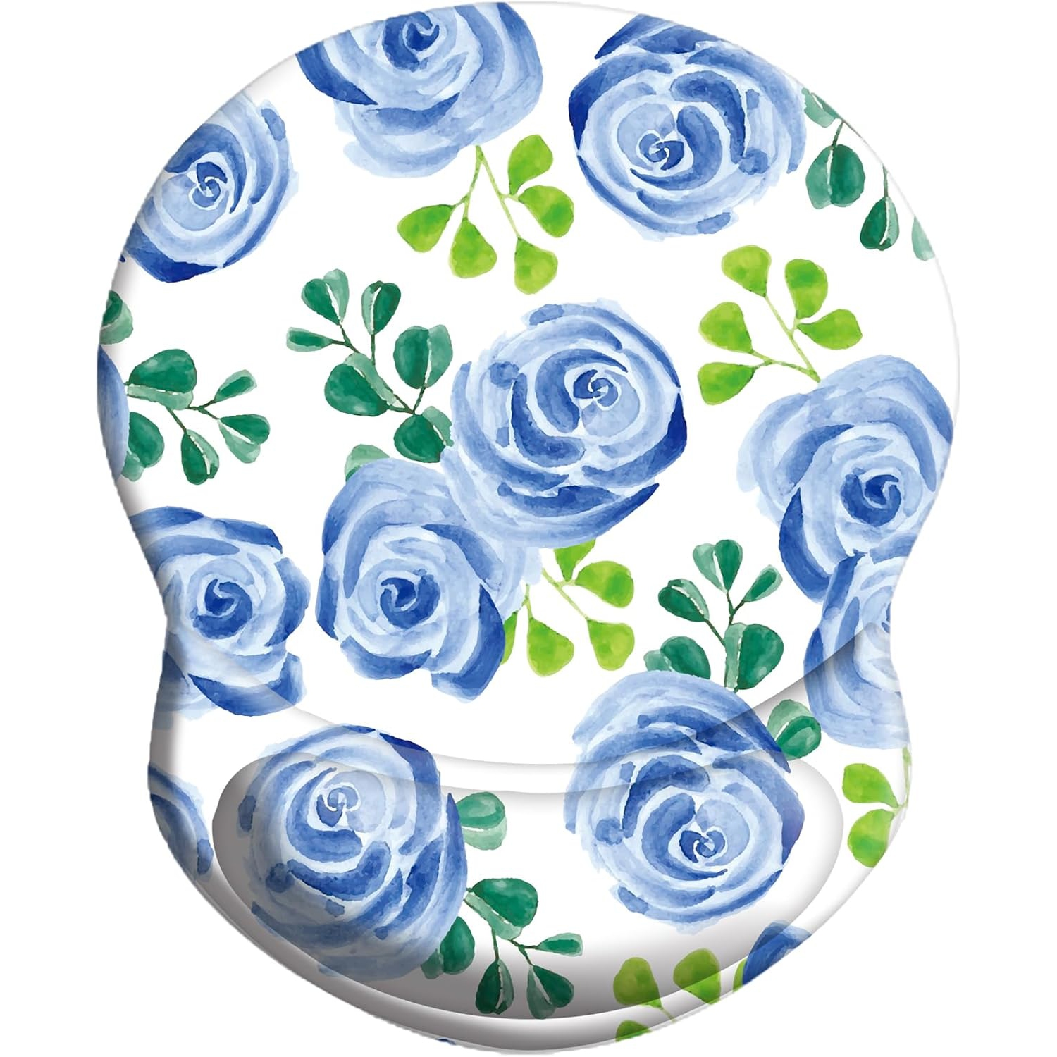 Mouse Pad Ergonomic Mouse Pad with Wrist Support, Pain Relief Comfort Wrist Rest Pad with Non-Slip PU Base for Gaming, Office,Watercolor Blue Rose