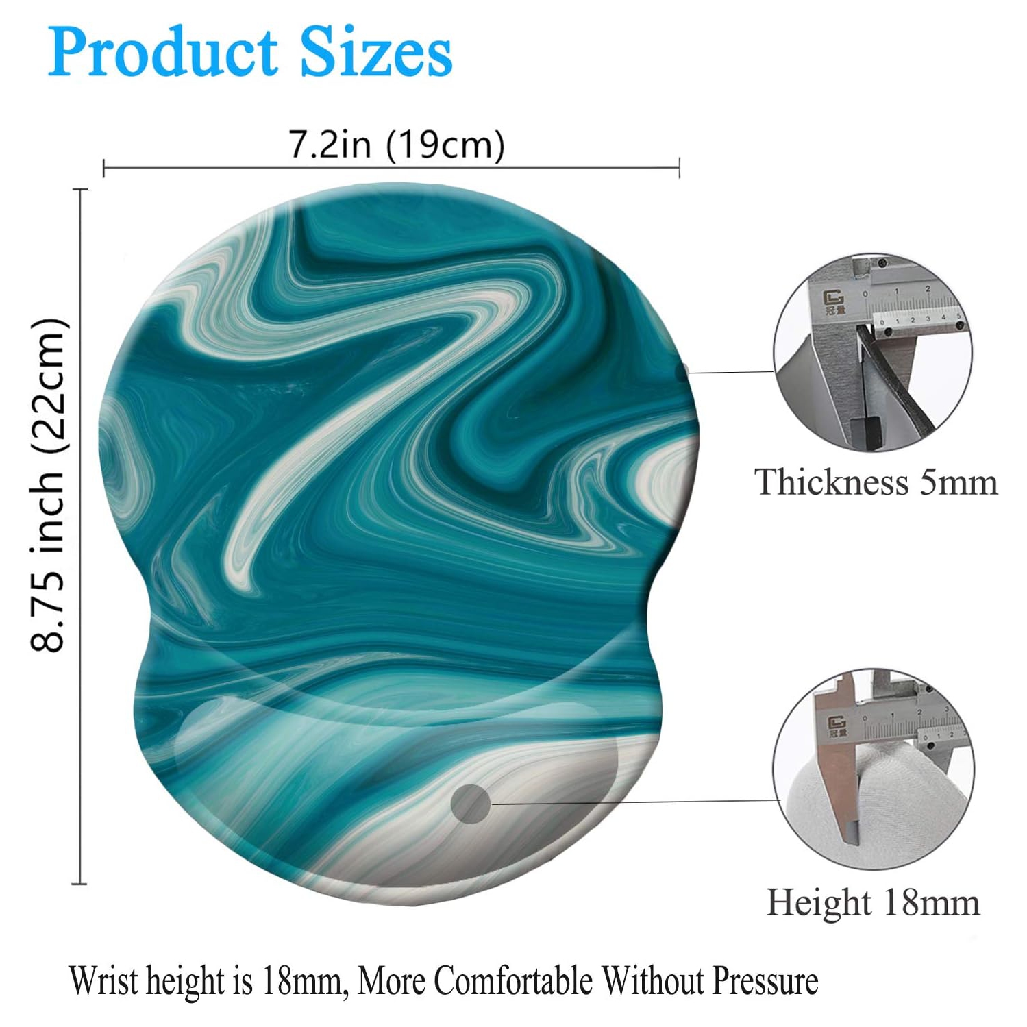 Mouse Pad Ergonomic Mouse Pad with Wrist Support, Pain Relief Comfort Wrist Rest Pad with Non-Slip PU Base for Gaming, Office,Abstract Green Marble