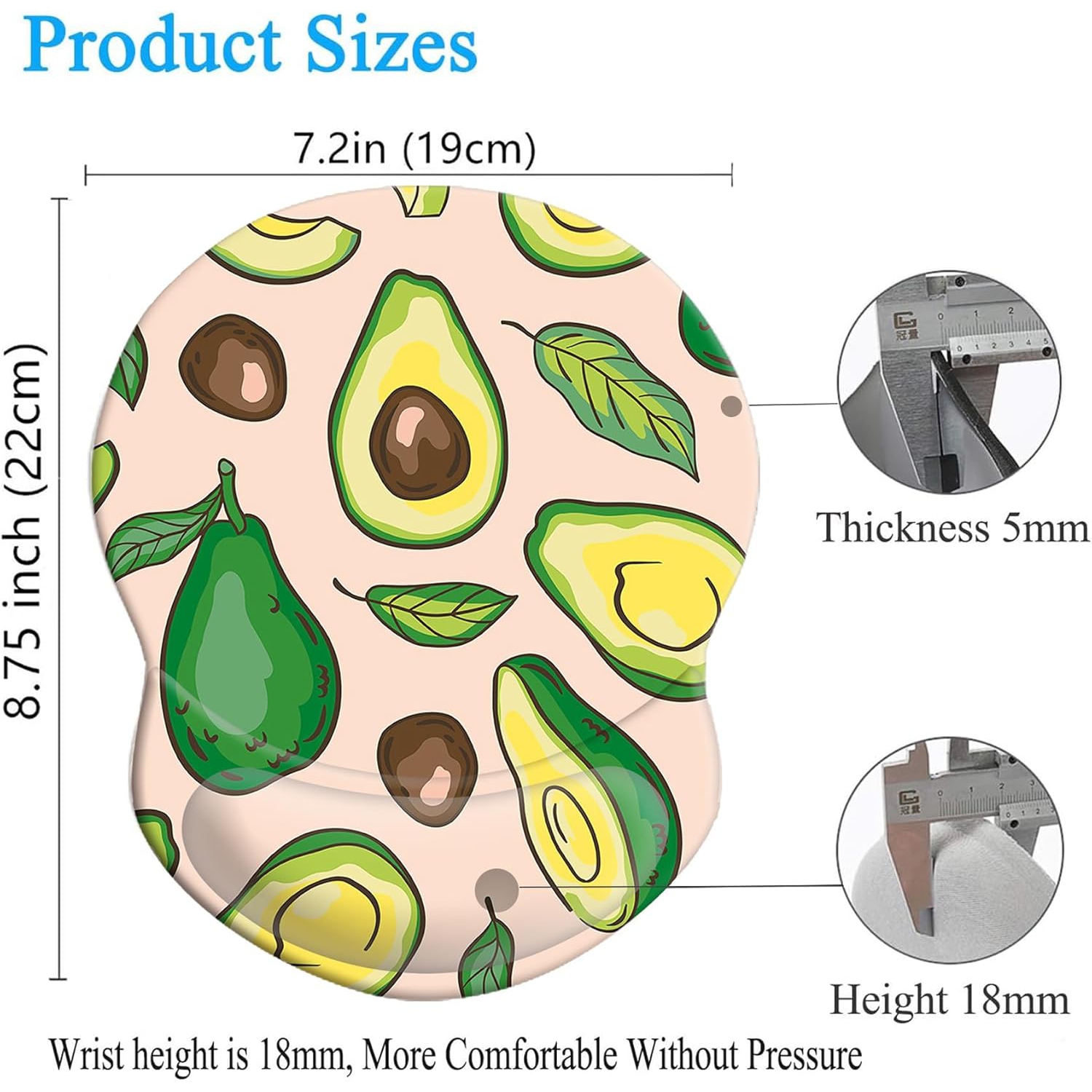 Mouse Pad Ergonomic Mouse Pad with Wrist Support, Pain Relief Comfort Wrist Rest Pad with Non-Slip PU Base for Gaming, Office,Avocado