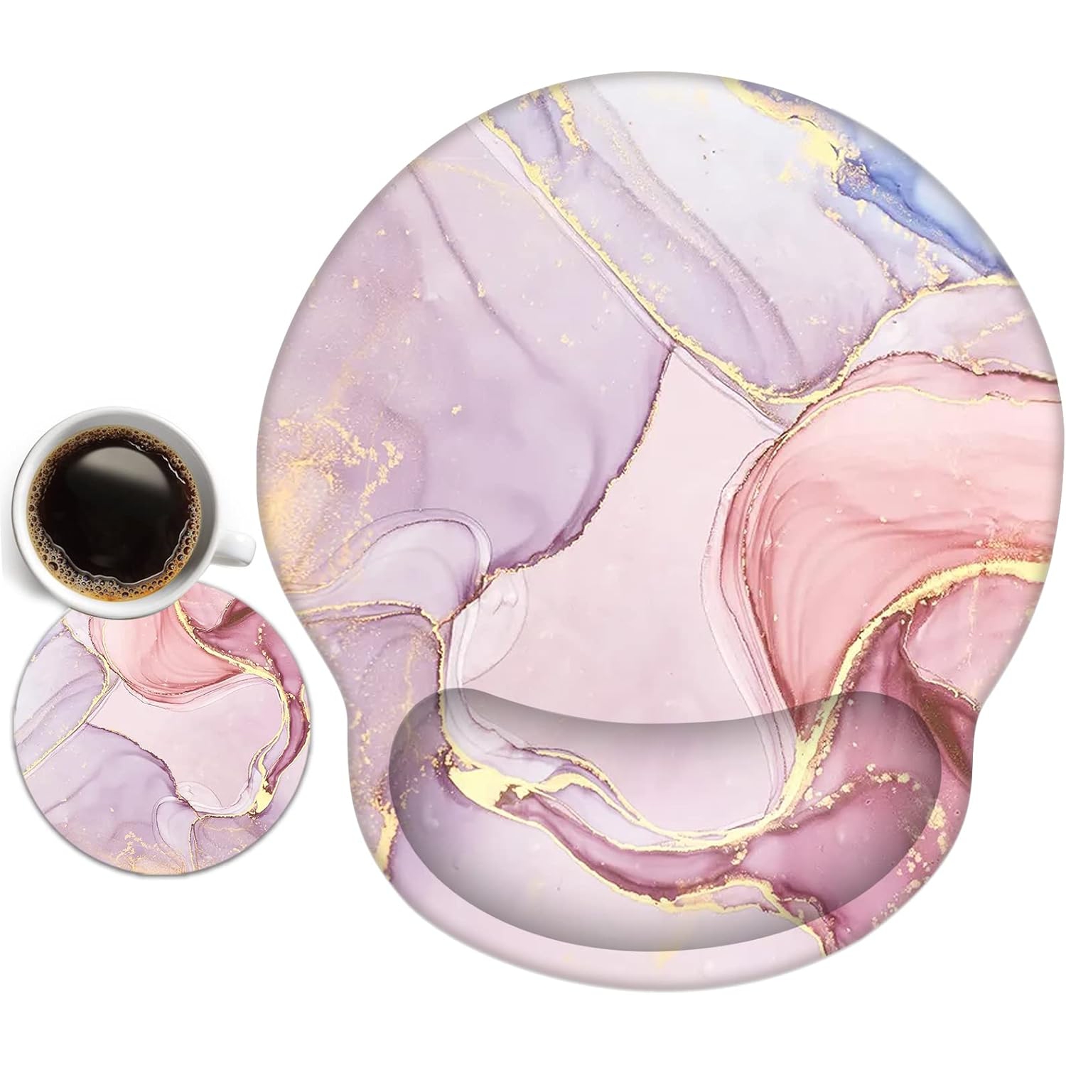 Tapis de souris en cuir Soutien aux poignets Mousse à mémoire ergonomique, Repose-tapis de souris antidérapant pour le bureau, Jeux vidéo,