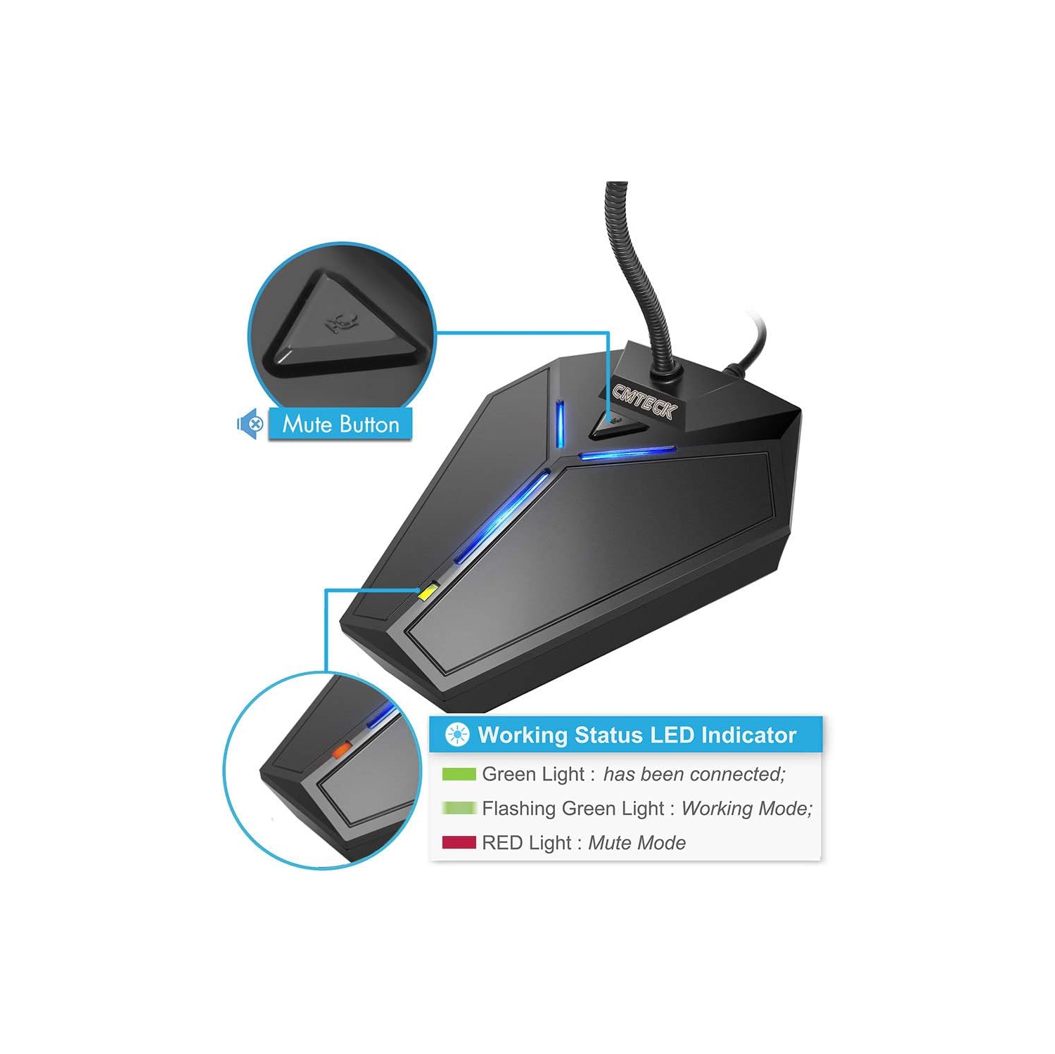 USB Computer Microphone, Plug &Play Desktop Condenser PC Laptop Mic, Mute Button with LED Indicator, Compatible with Windows/Mac for YouTube,