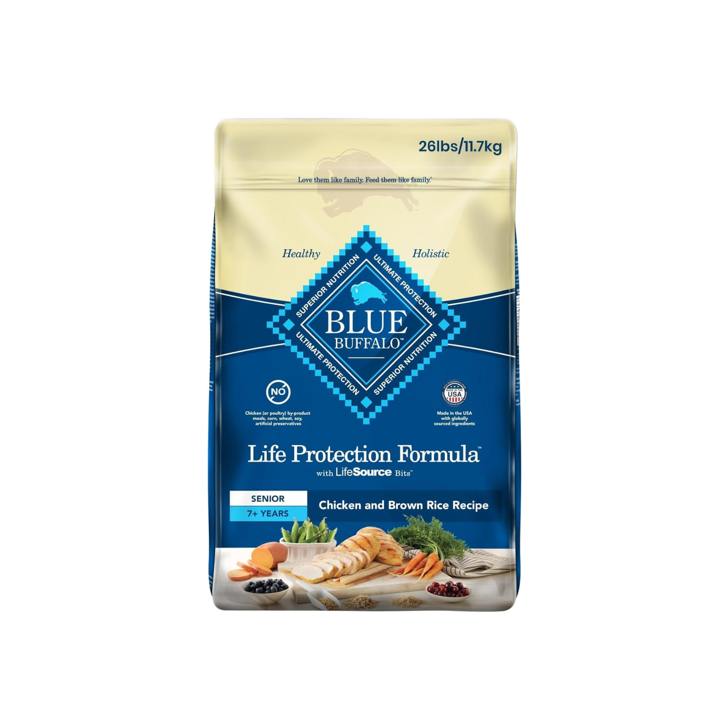 Blue Buffalo Life Protection Formula Senior Dog Food - Natural Dry Dog Food For Senior Dogs - Chicken And Brown Rice - 11.7 Kg Bag