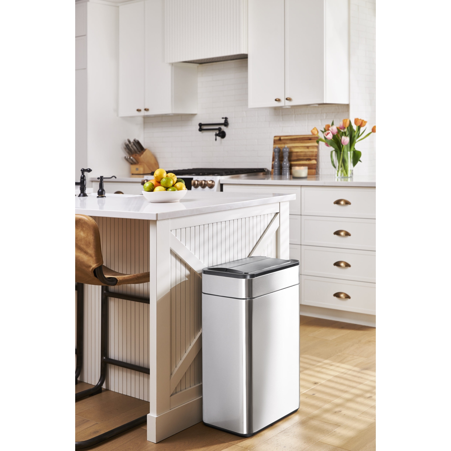 Elpheco TwinLid Stainless Steel Sensor Garbage Bin – 60L, Touchless, Odor-Blocking