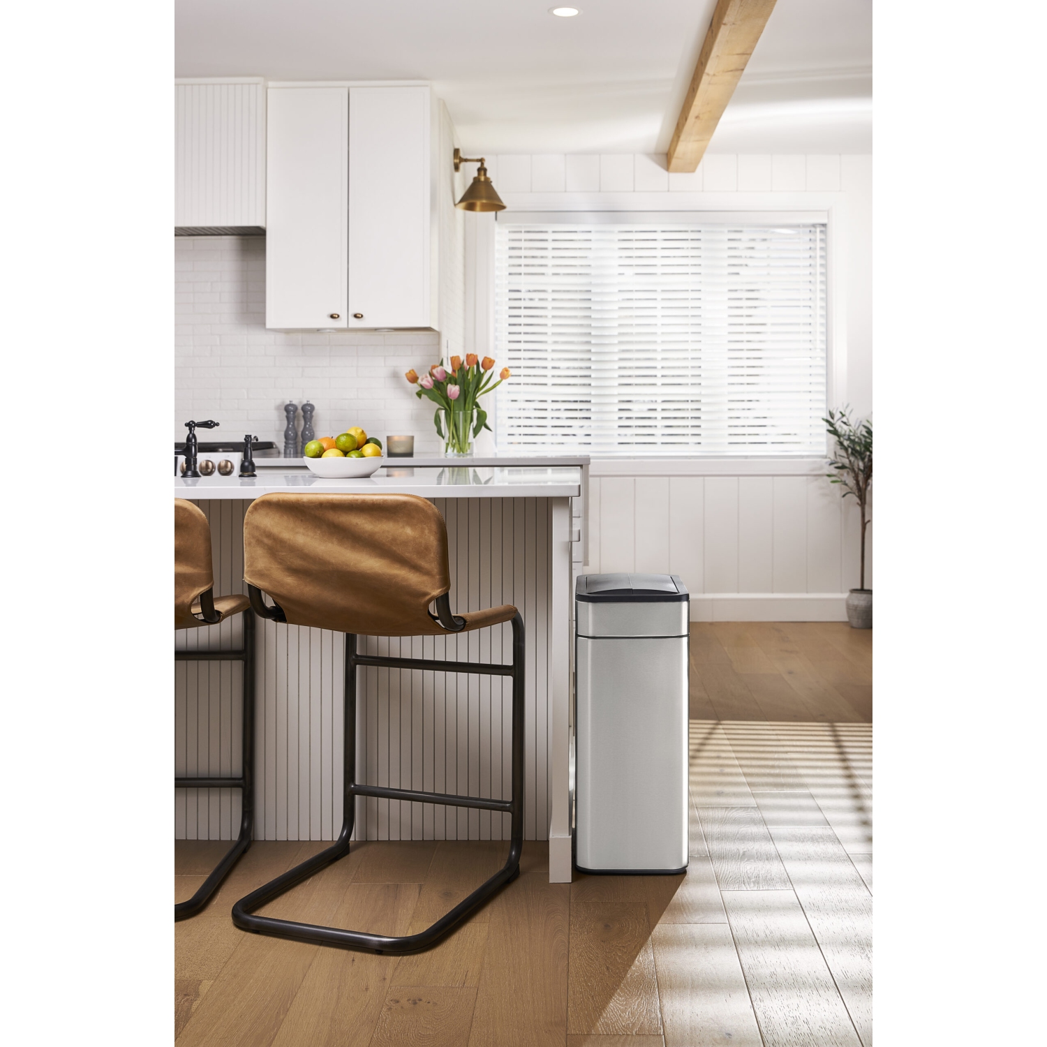 Elpheco TwinLid Stainless Steel Sensor Garbage Bin – 60L, Touchless, Odor-Blocking