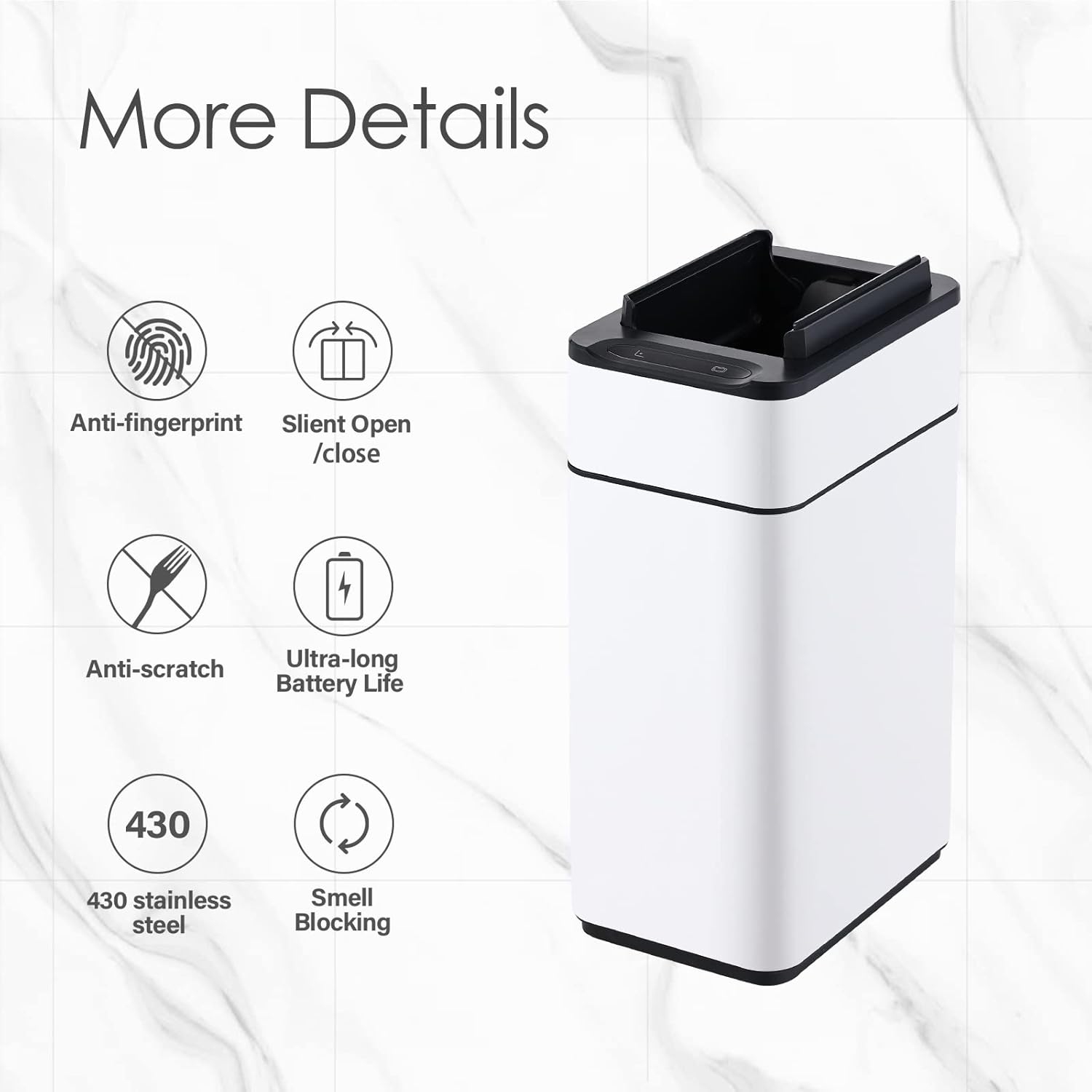Elpheco TwinLid Stainless Steel Sensor Garbage Bin – 60L, Touchless, Odor-Blocking