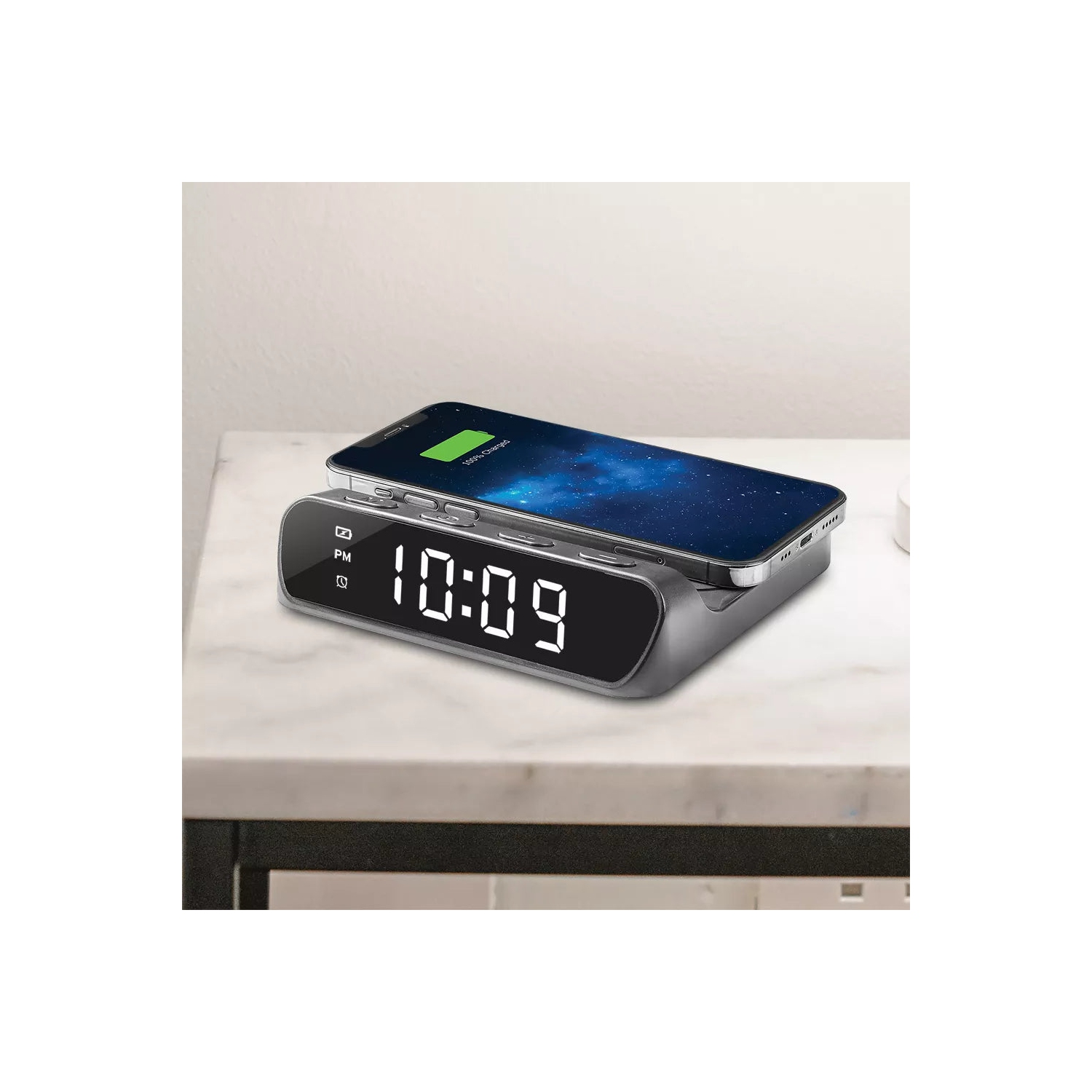 Timex – Réveille-matin avec écran LED, recharge sans fil et piles de secours, noir - 14&nbsp;B