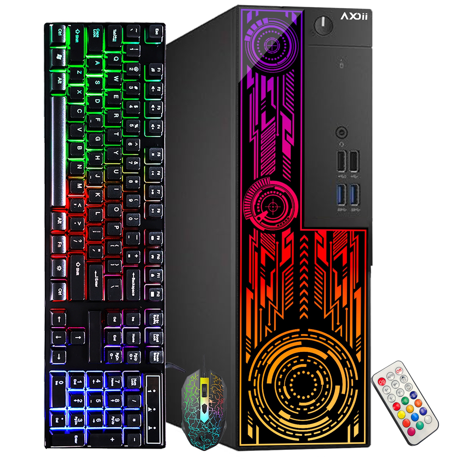 Refurbished - AXOII ELECTRA RGB Gaming PC Desktop Computer, Intel Core i7-6700 Upto 4.0GHz, GeForce GT 1030 2GB GDDR5, 16GB RAM, 1TB SSD, Wi-Fi,