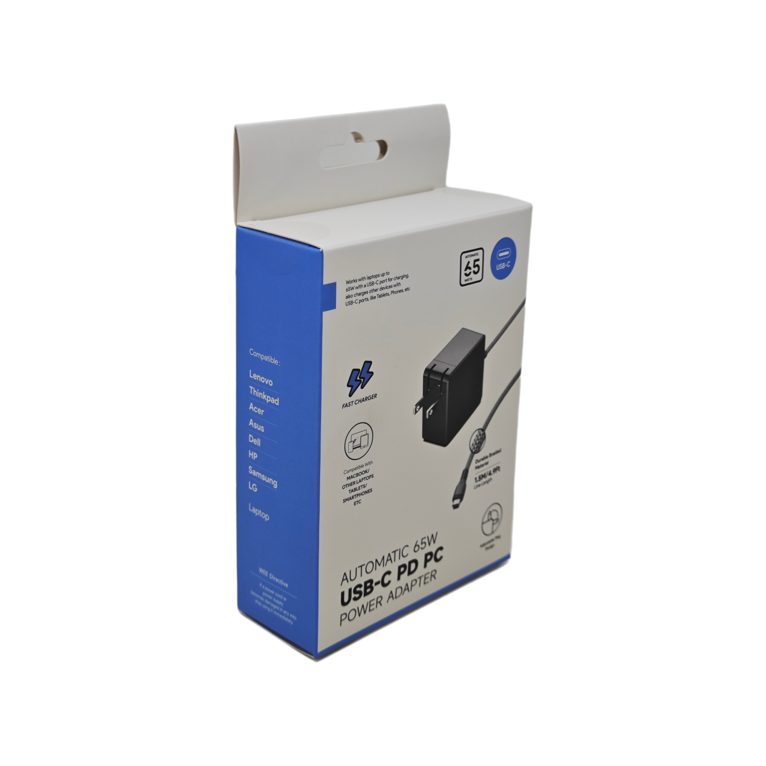 65W USB-C Laptop Charger – Fast Charging Power Adapter for Lenovo, Dell, HP, Acer, Asus, Samsung, Google & More